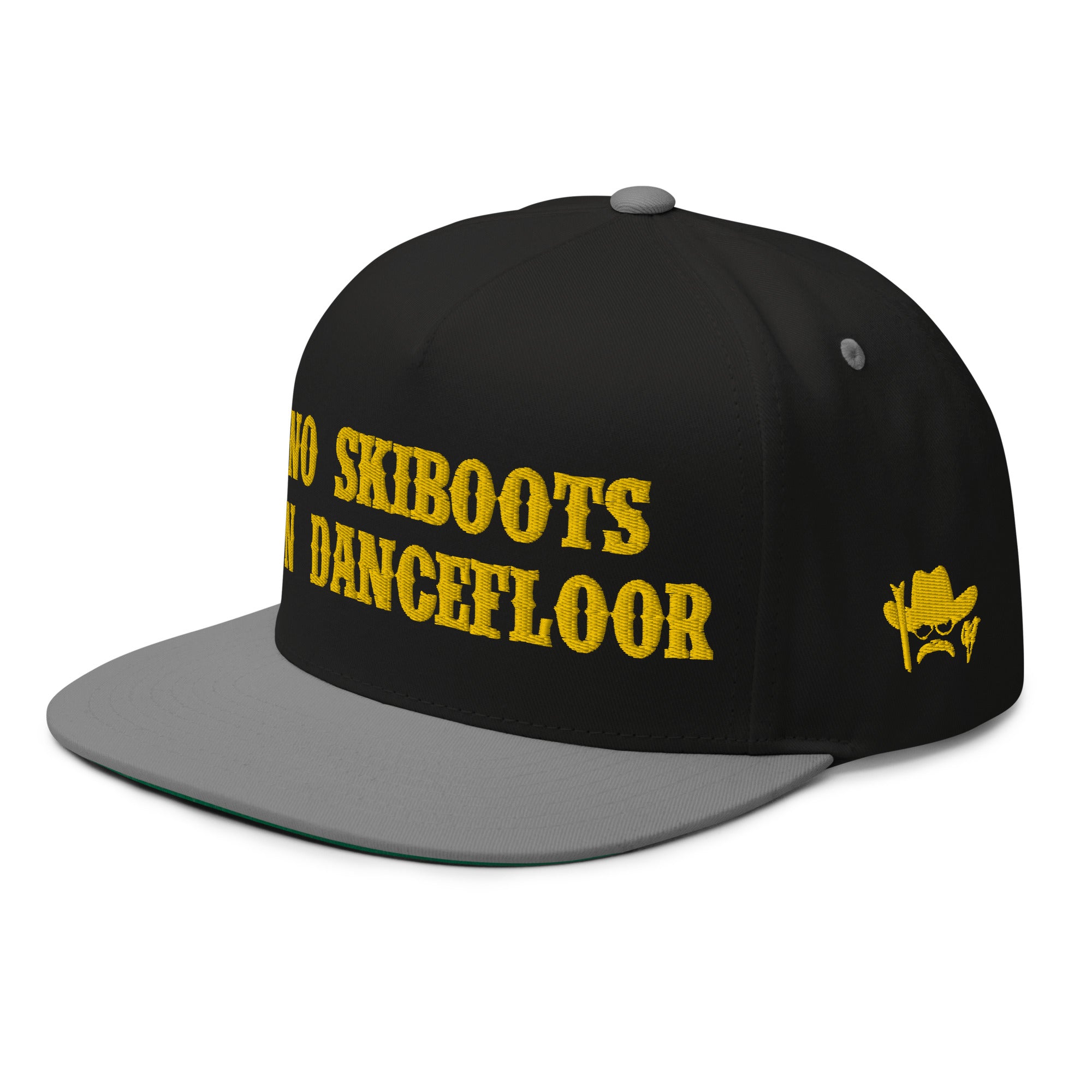 Casquette à Visière Plate en coton sergé No Skiboots on Dancefloor brodé sur 3 côtés 3DPuffy