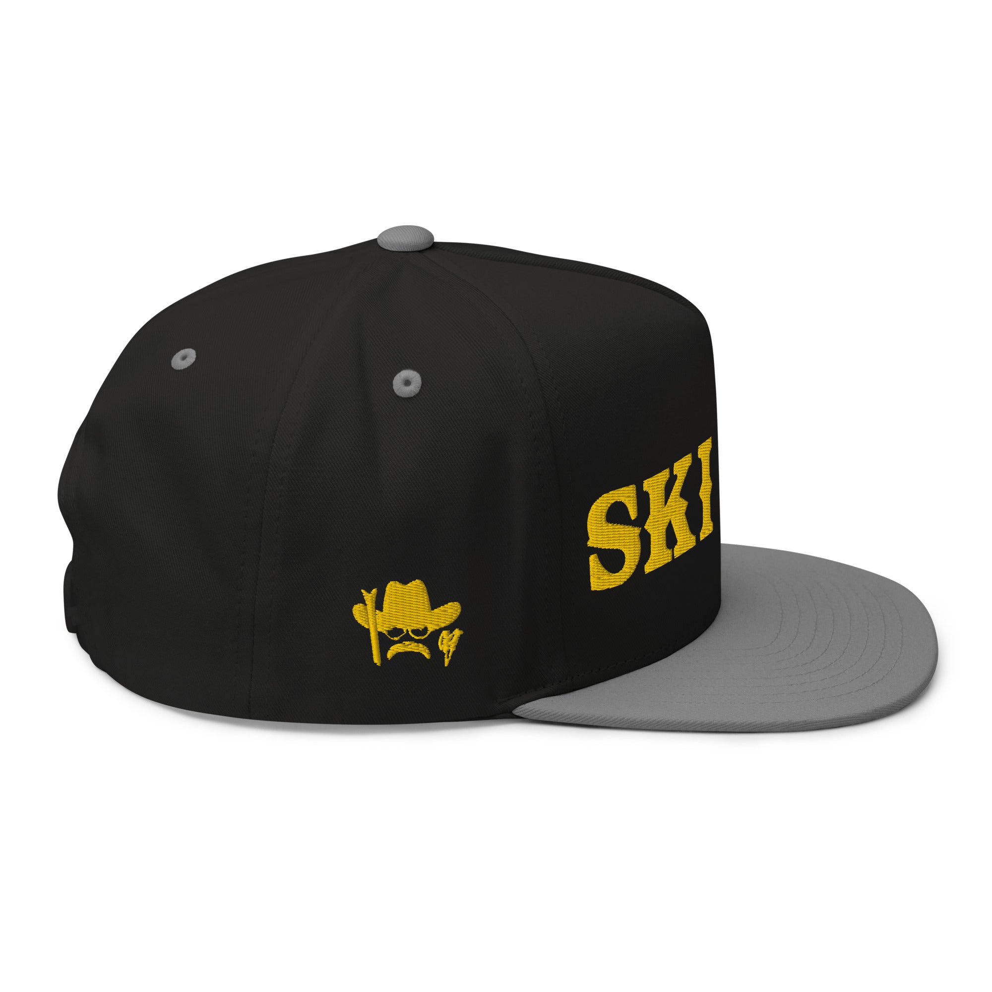 Casquette à Visière Plate en coton sergé Ski Bum Gold brodé sur 3 côtés