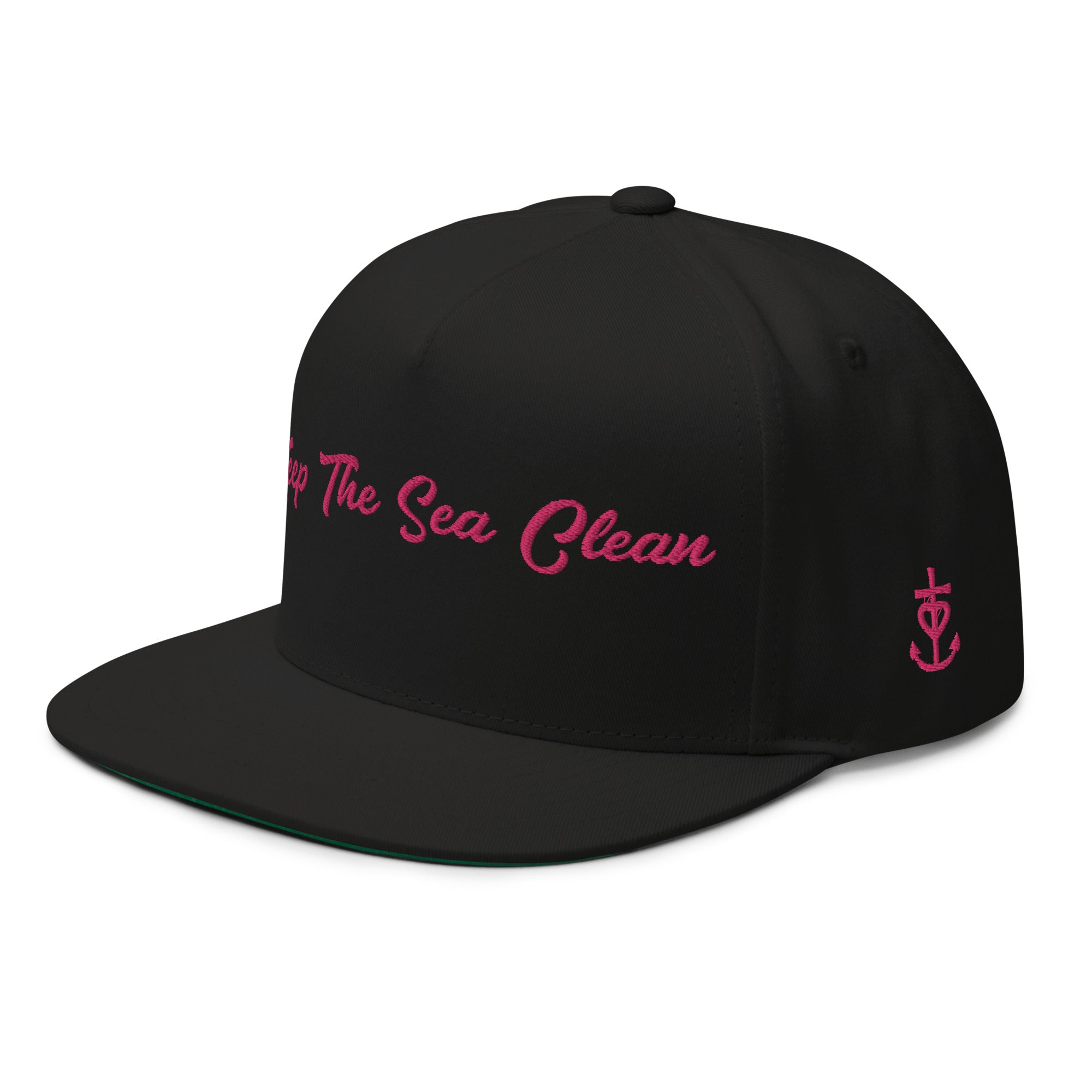 Casquette à Visière Plate en coton sergé Keep The Sea Clean Flamingo brodé sur 3 côtés