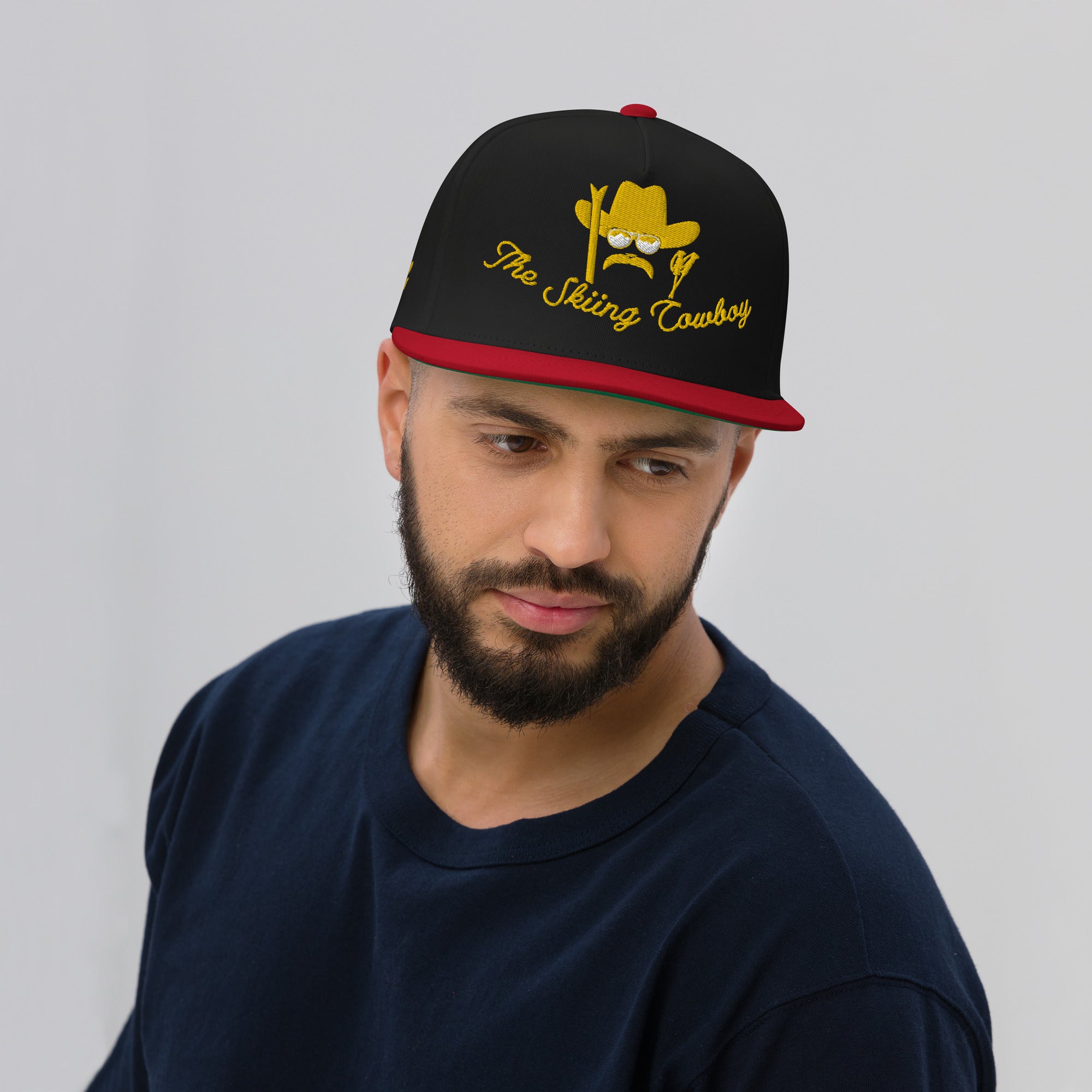Casquette à Visière Plate en coton sergé The Skiing Cowboy Gold brodé sur 3 côtés