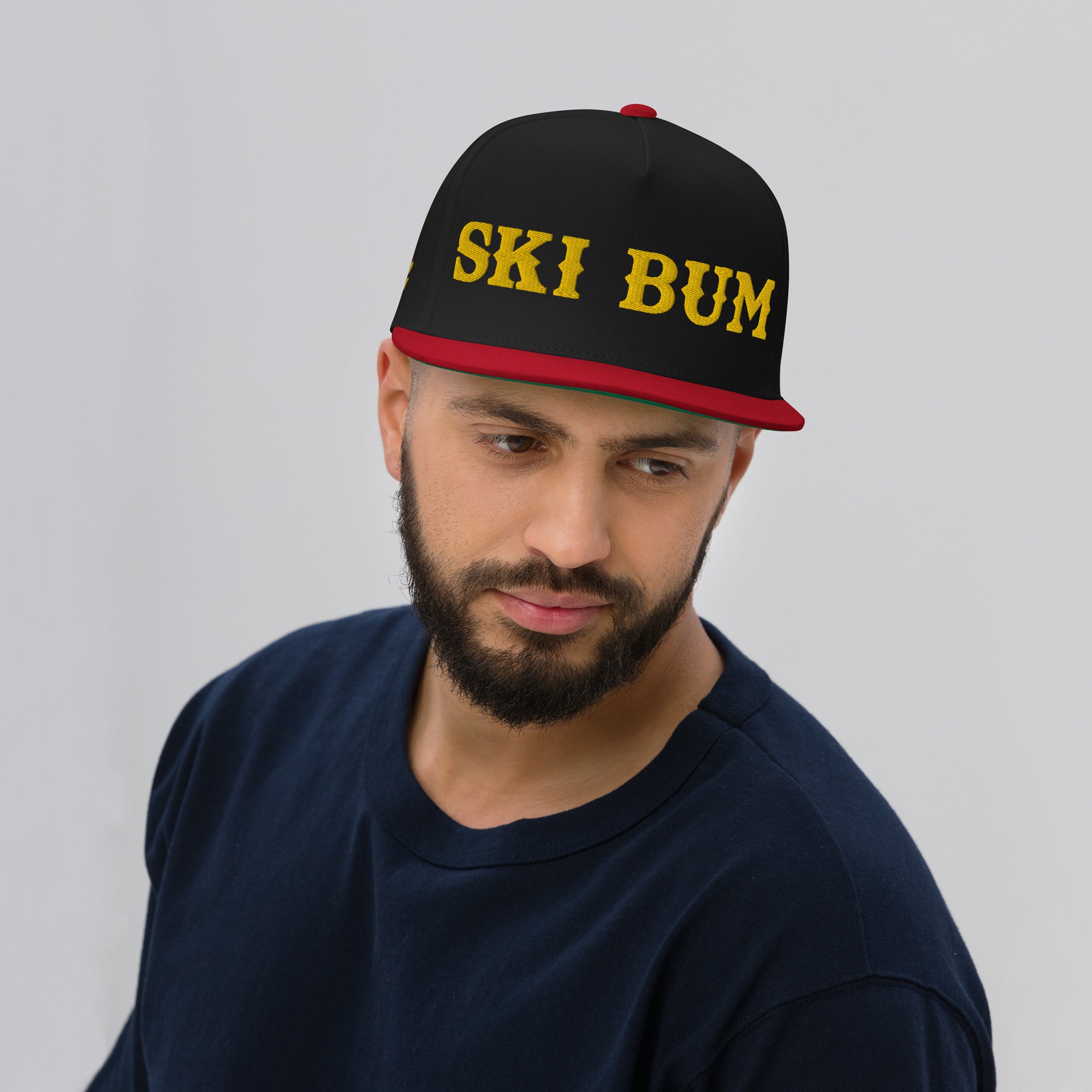 Casquette à Visière Plate en coton sergé Ski Bum Gold brodé sur 3 côtés