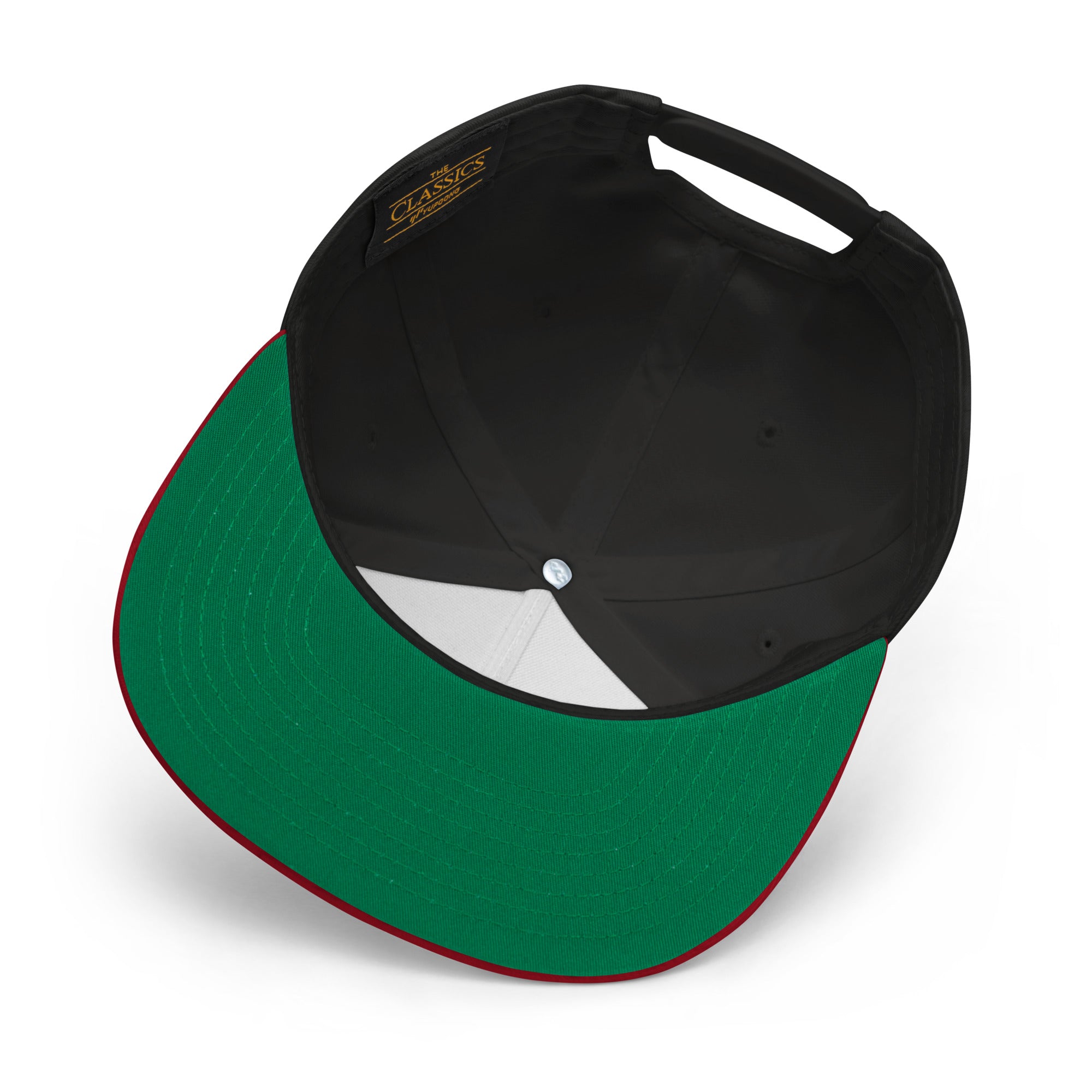 Flat Bill Cap Ski Bum Free camping is not a crime multicolor embroidered pattern