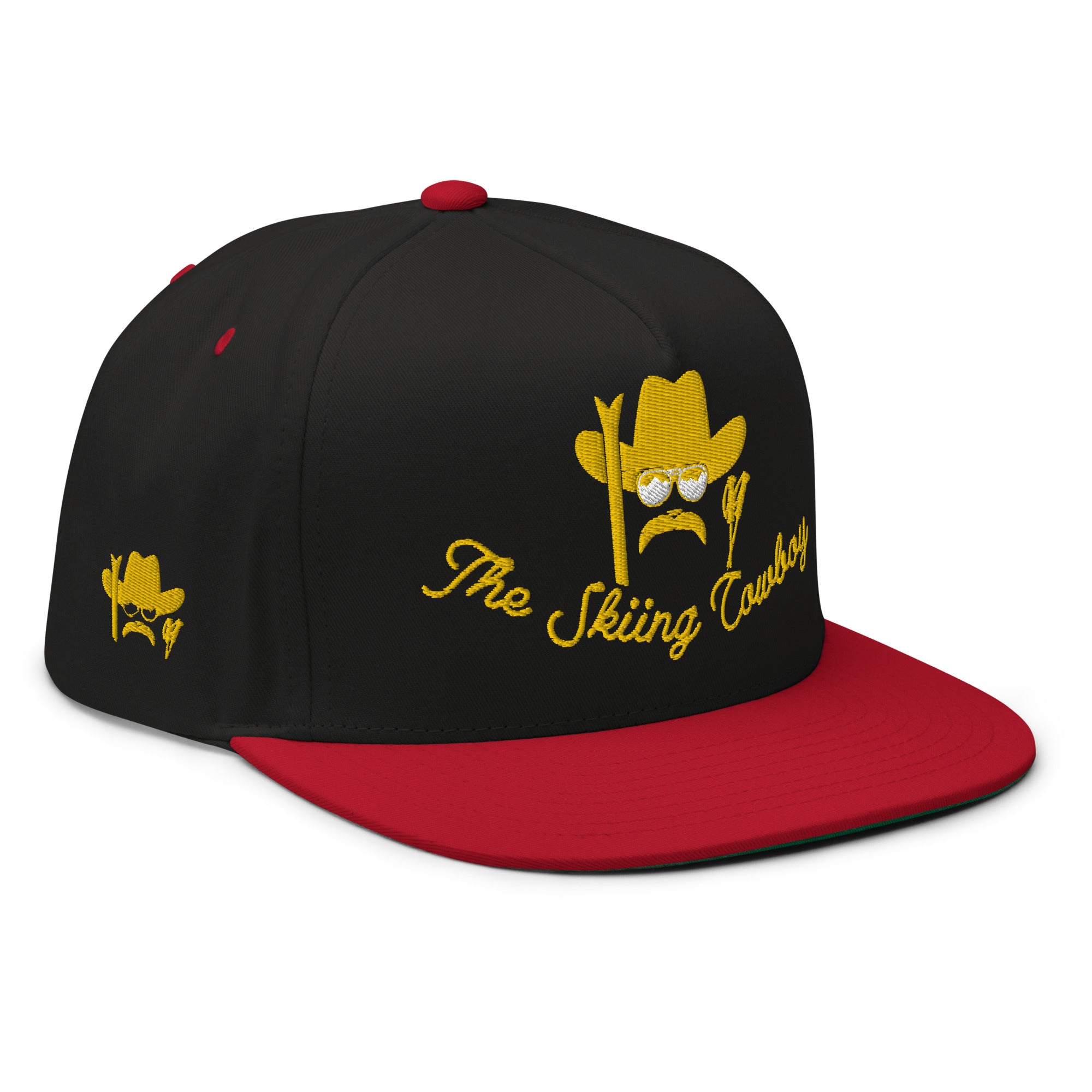 Casquette à Visière Plate en coton sergé The Skiing Cowboy Gold brodé sur 3 côtés