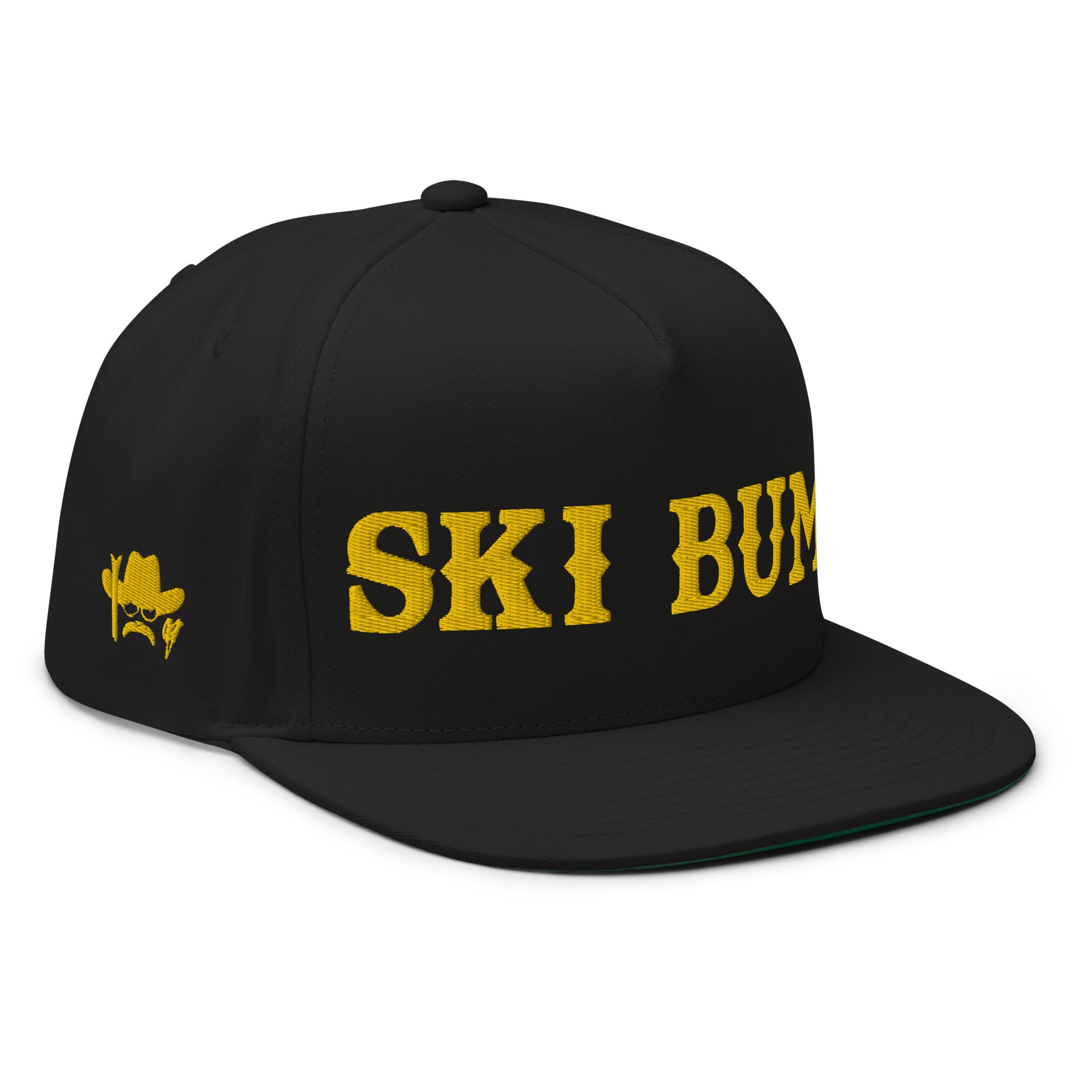 Casquette à Visière Plate en coton sergé Ski Bum Gold brodé sur 3 côtés