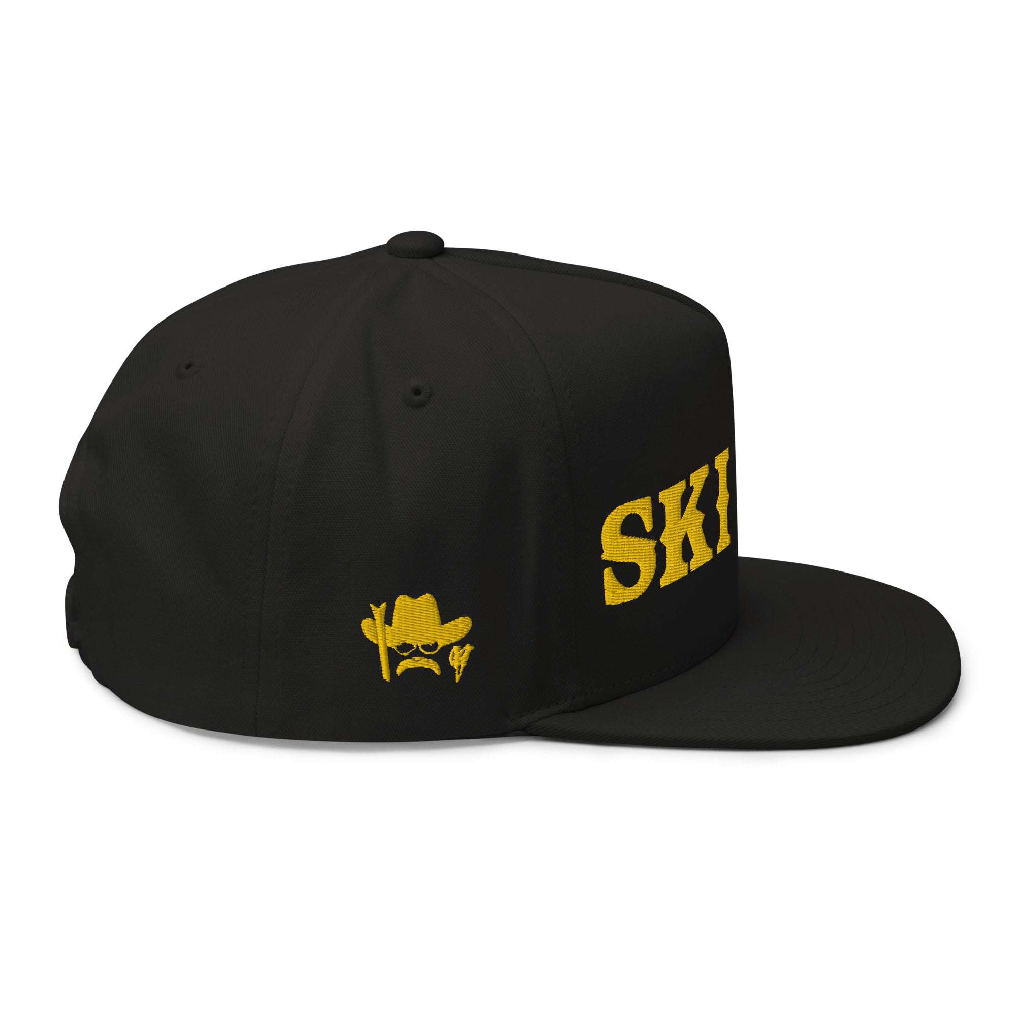 Casquette à Visière Plate en coton sergé Ski Bum Gold brodé sur 3 côtés