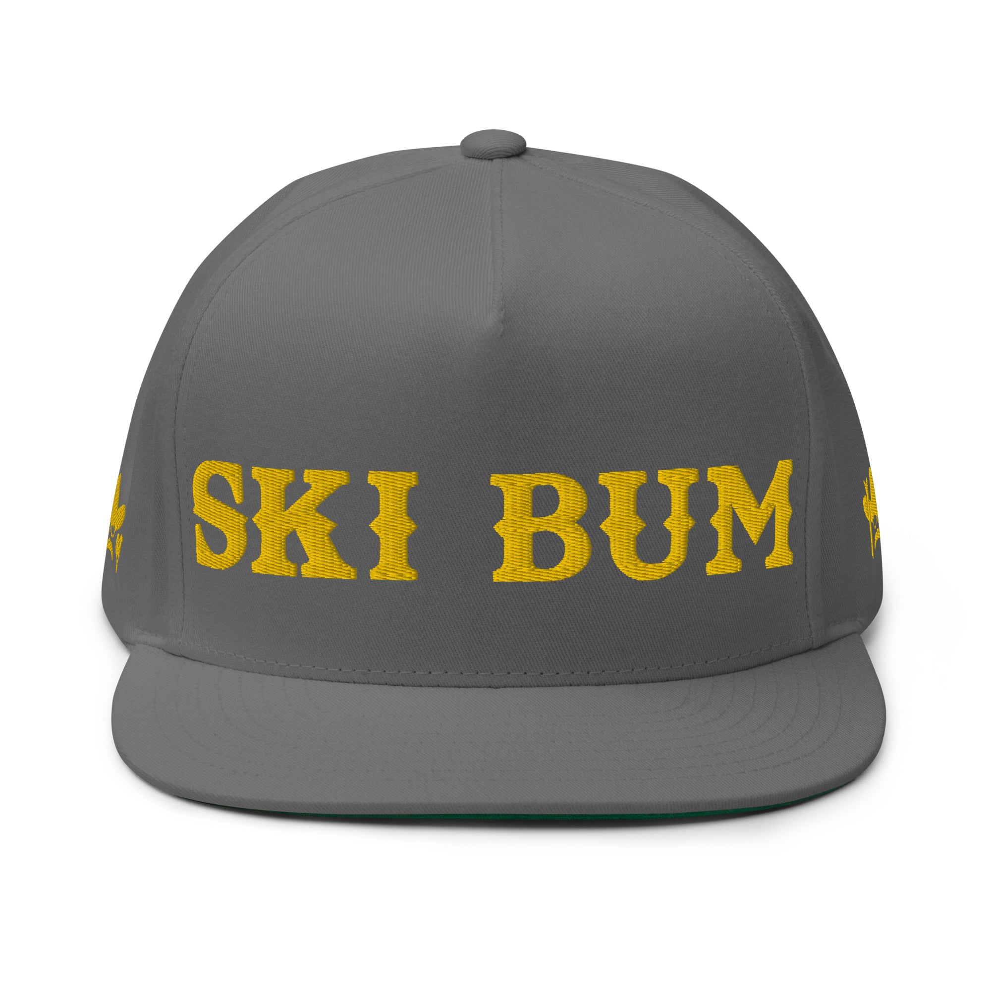 Casquette à Visière Plate en coton sergé Ski Bum Gold brodé sur 3 côtés