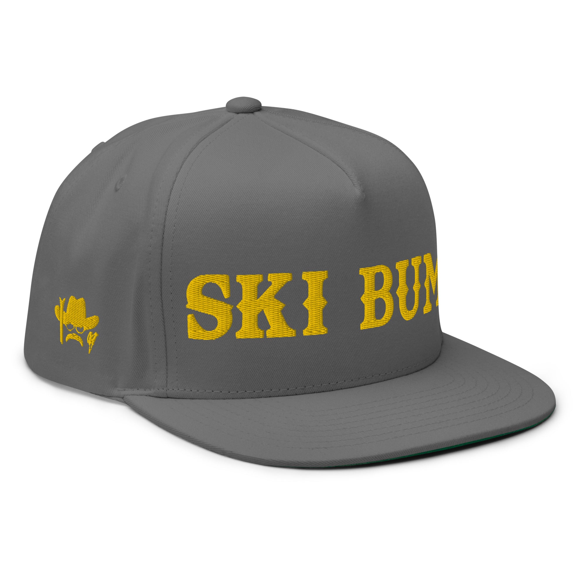 Casquette à Visière Plate en coton sergé Ski Bum Gold brodé sur 3 côtés