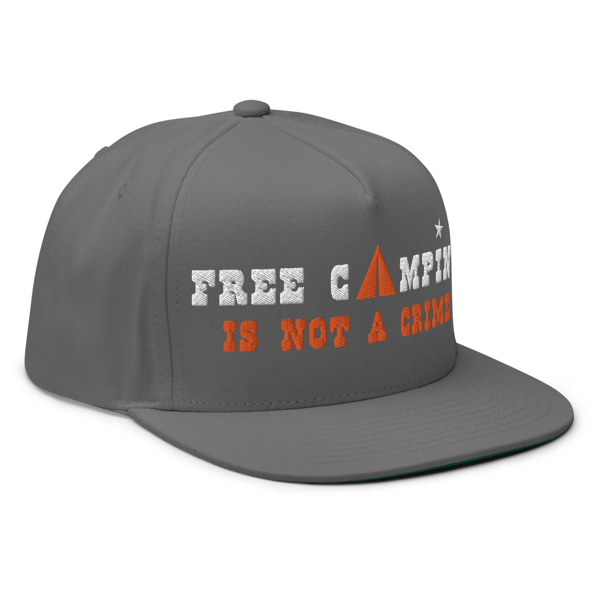 Casquette à Visière Plate en coton sergé Free camping is not a crime white/orange