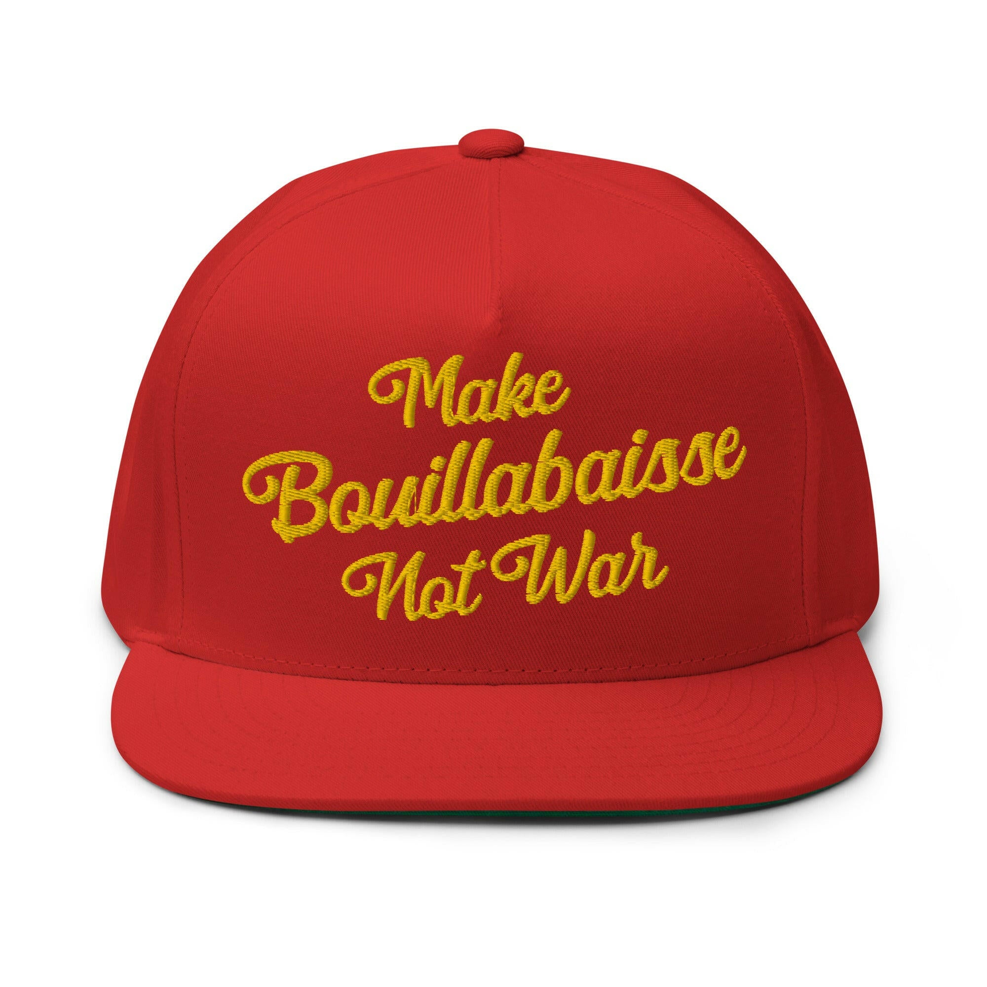 Casquette à Visière Plate en coton sergé Make Bouillabaisse Not War grand motif brodé
