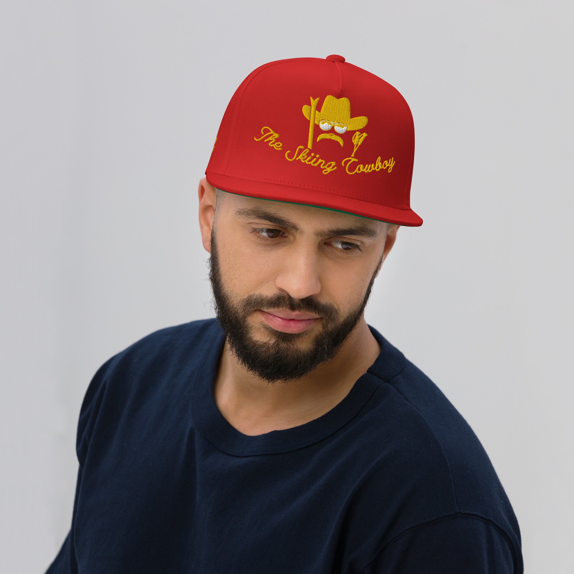 Casquette à Visière Plate en coton sergé The Skiing Cowboy Gold brodé sur 3 côtés