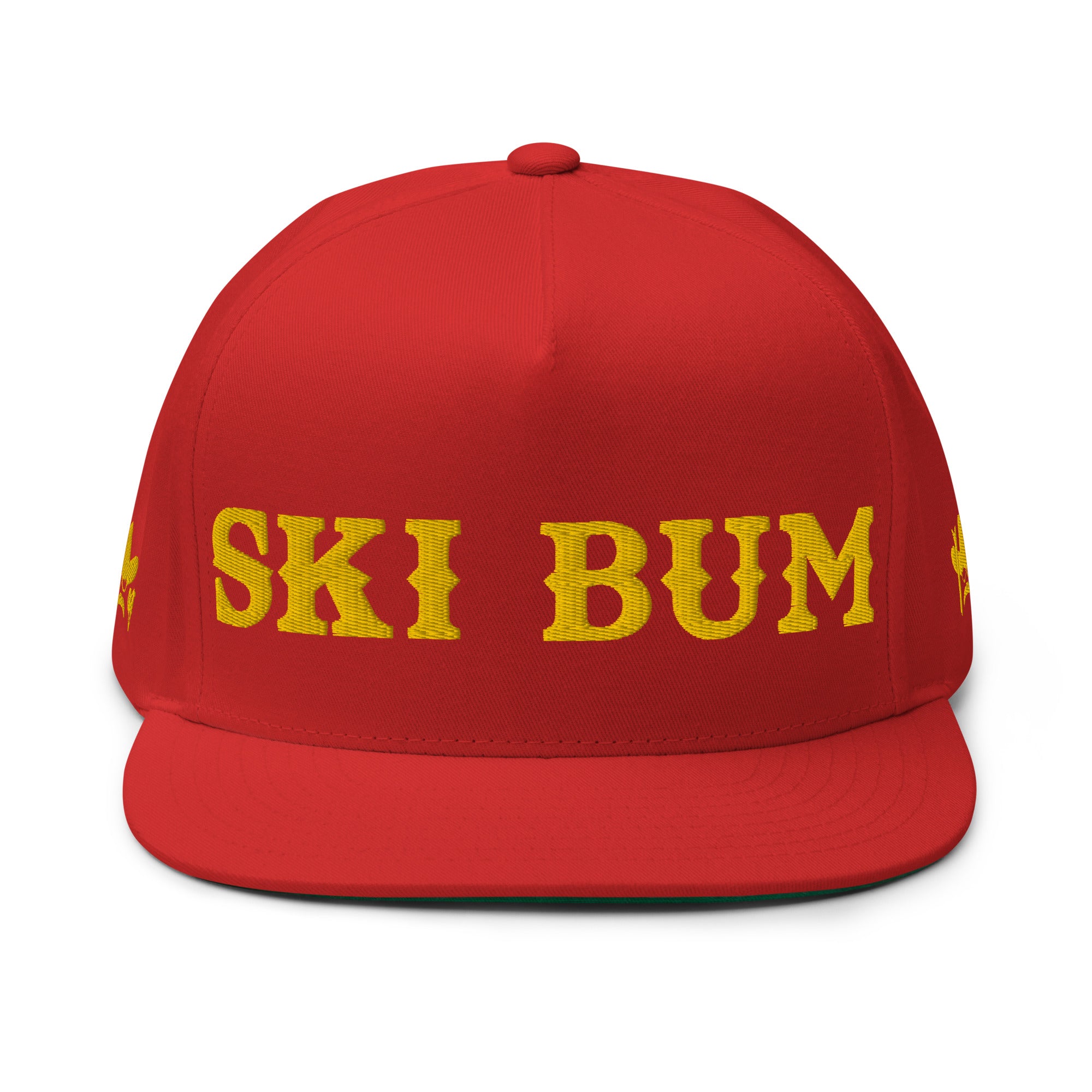Casquette à Visière Plate en coton sergé Ski Bum Gold brodé sur 3 côtés