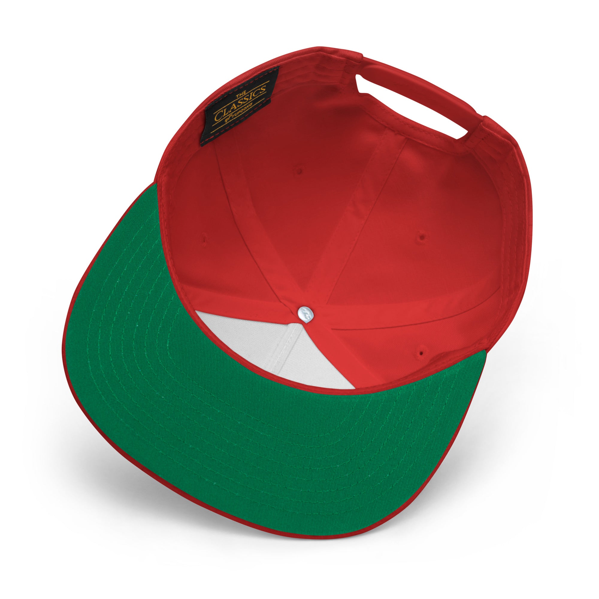 Flat Bill Cap Ski Bum Free camping is not a crime multicolor embroidered pattern