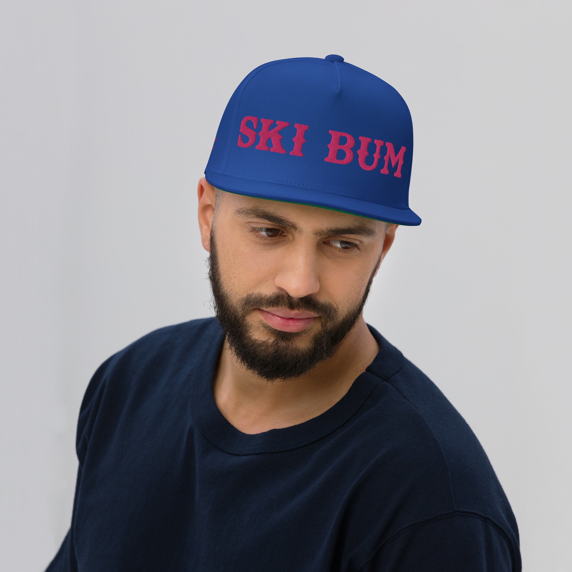 Casquette à Visière Plate en coton sergé Ski Bum Flamingo brodé sur 3 côtés
