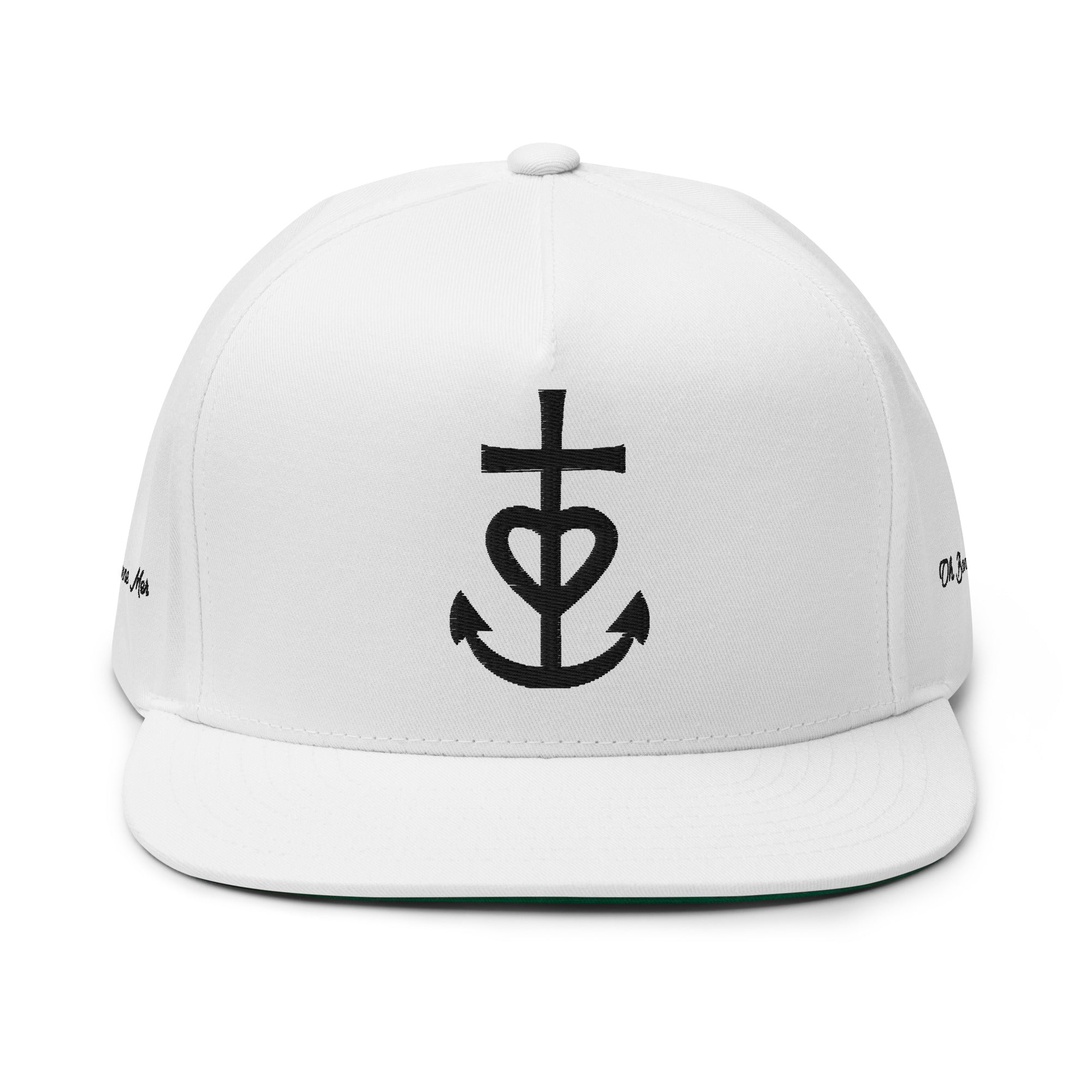 Casquette à Visière Plate en coton sergé Croix de Camargue noire brodée sur 3 côtés