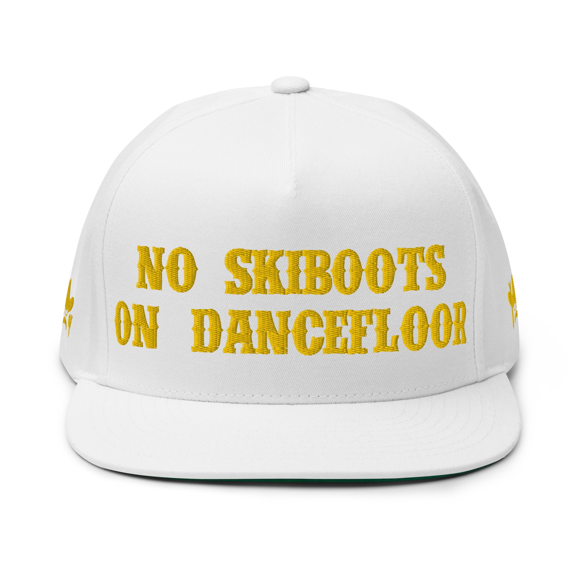 Casquette à Visière Plate en coton sergé No Skiboots on Dancefloor brodé sur 3 côtés 3DPuffy