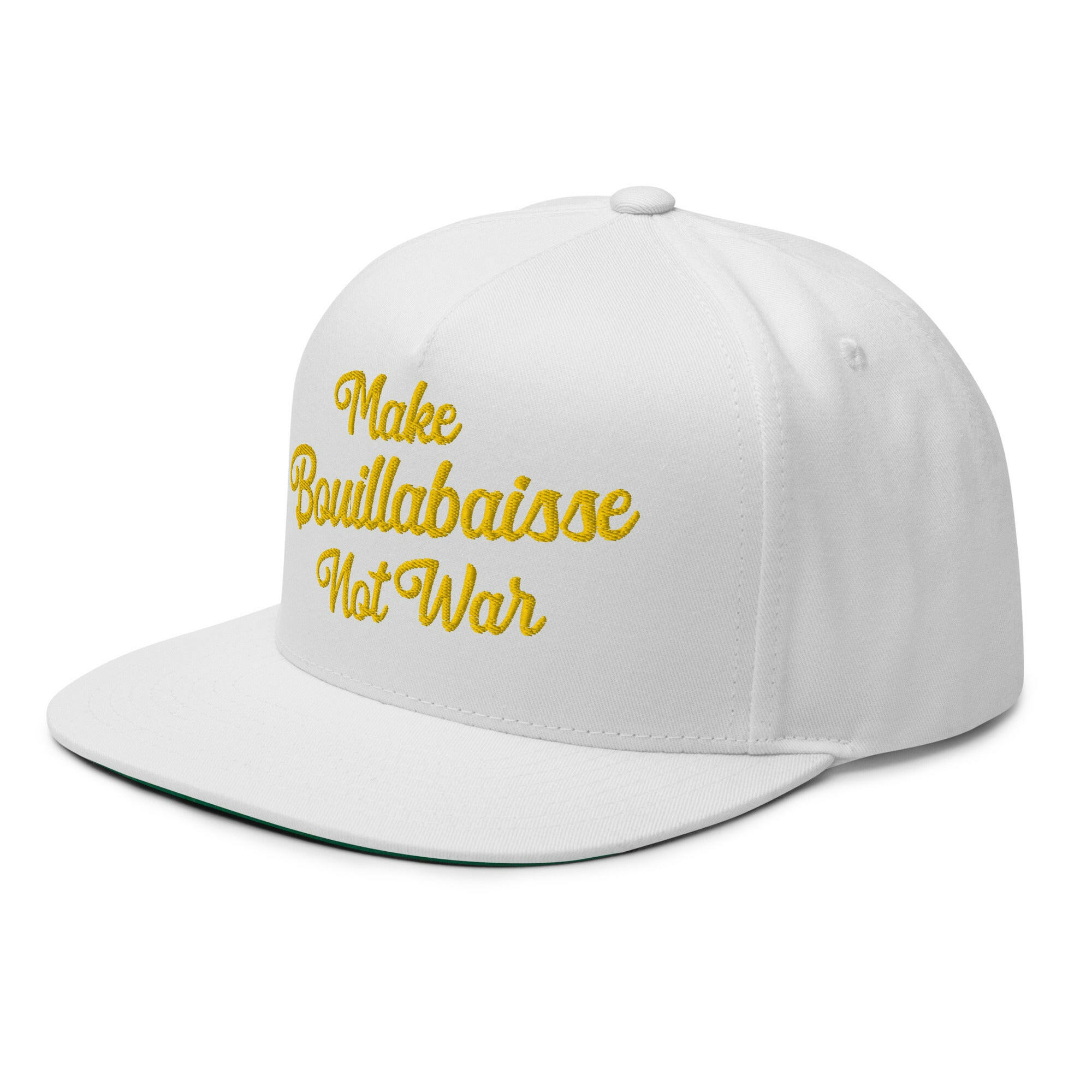 Casquette à Visière Plate en coton sergé Make Bouillabaisse Not War grand motif brodé