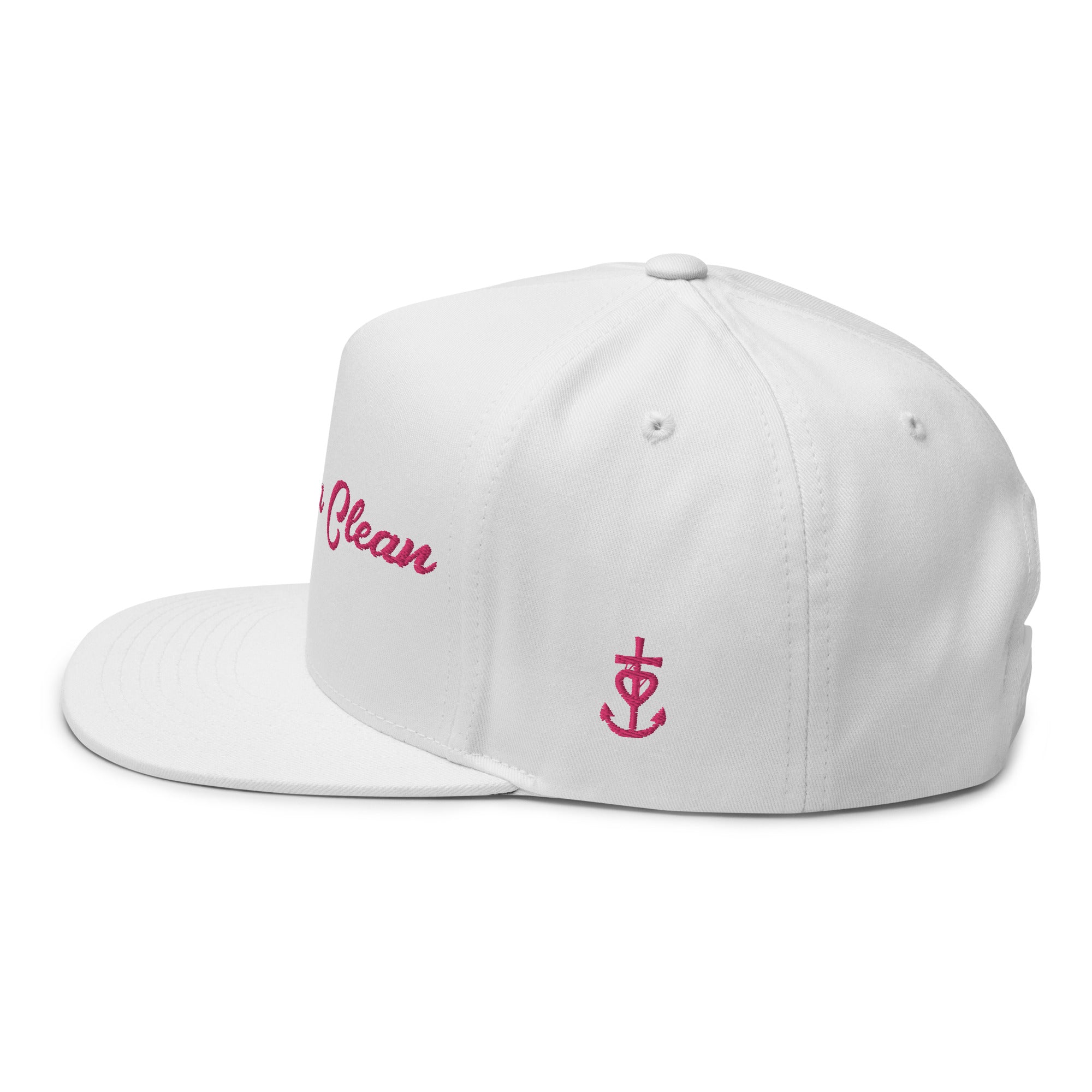 Casquette à Visière Plate en coton sergé Keep The Sea Clean Flamingo brodé sur 3 côtés