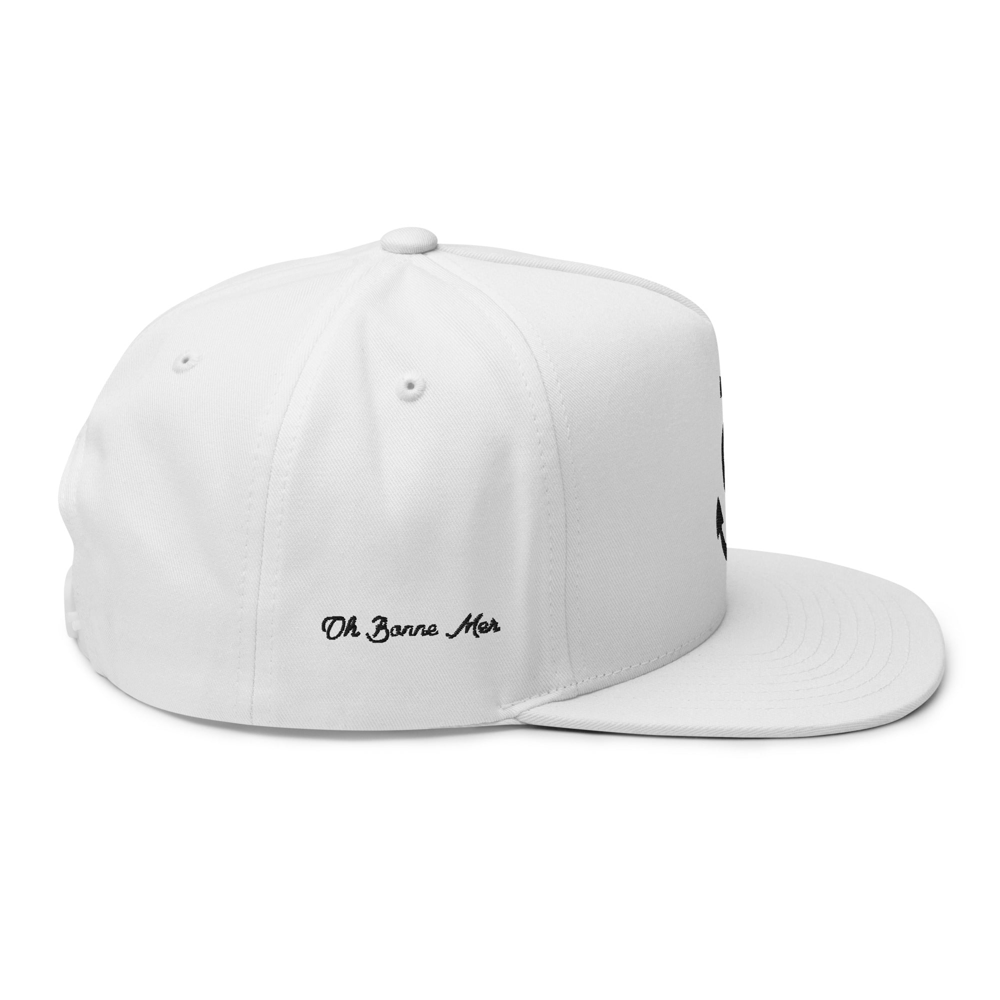 Casquette à Visière Plate en coton sergé Croix de Camargue noire brodée sur 3 côtés