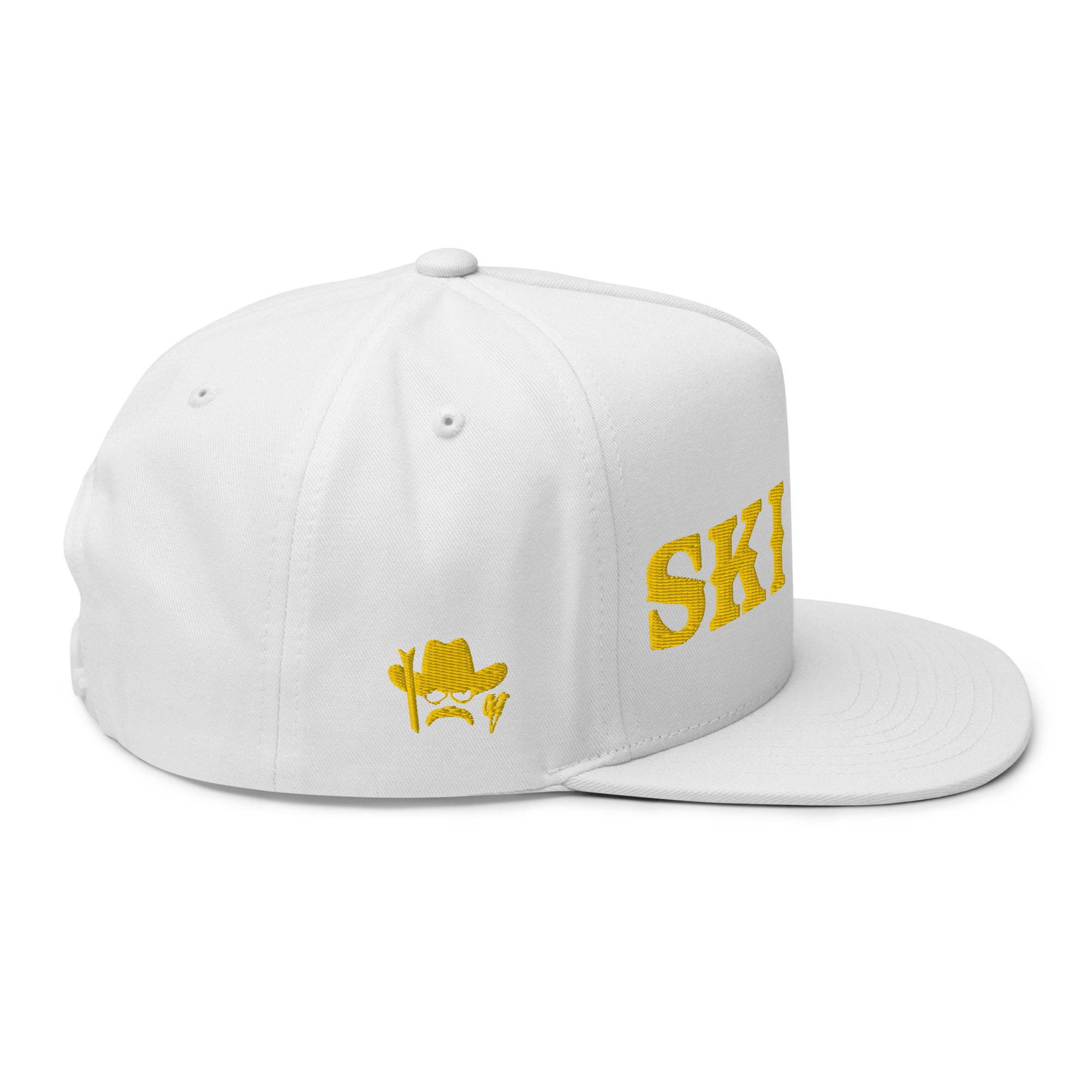 Casquette à Visière Plate en coton sergé Ski Bum Gold brodé sur 3 côtés