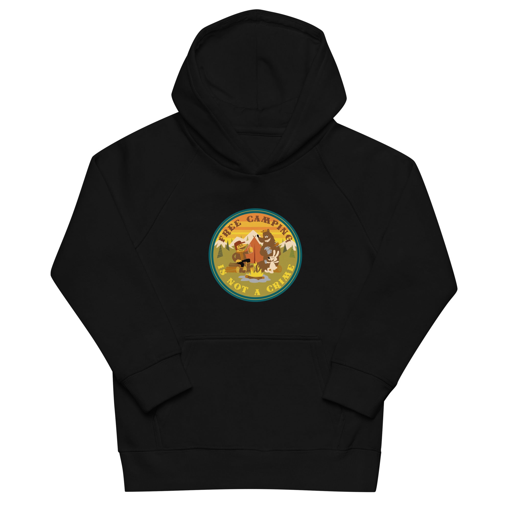 Kids eco hoodie Free Camping is not a Crime