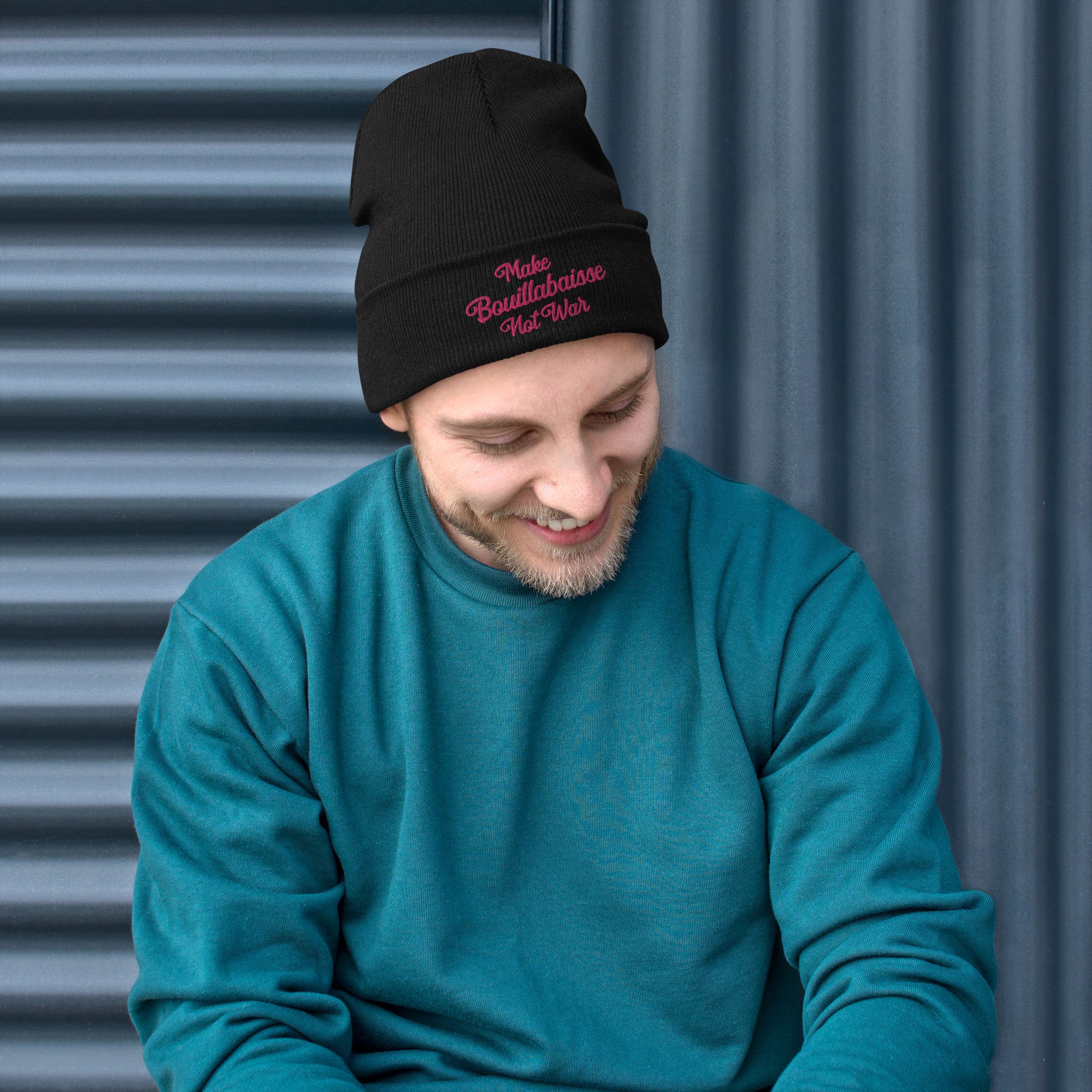Ribbed beanie Make Bouillabaisse Not War Flamingo