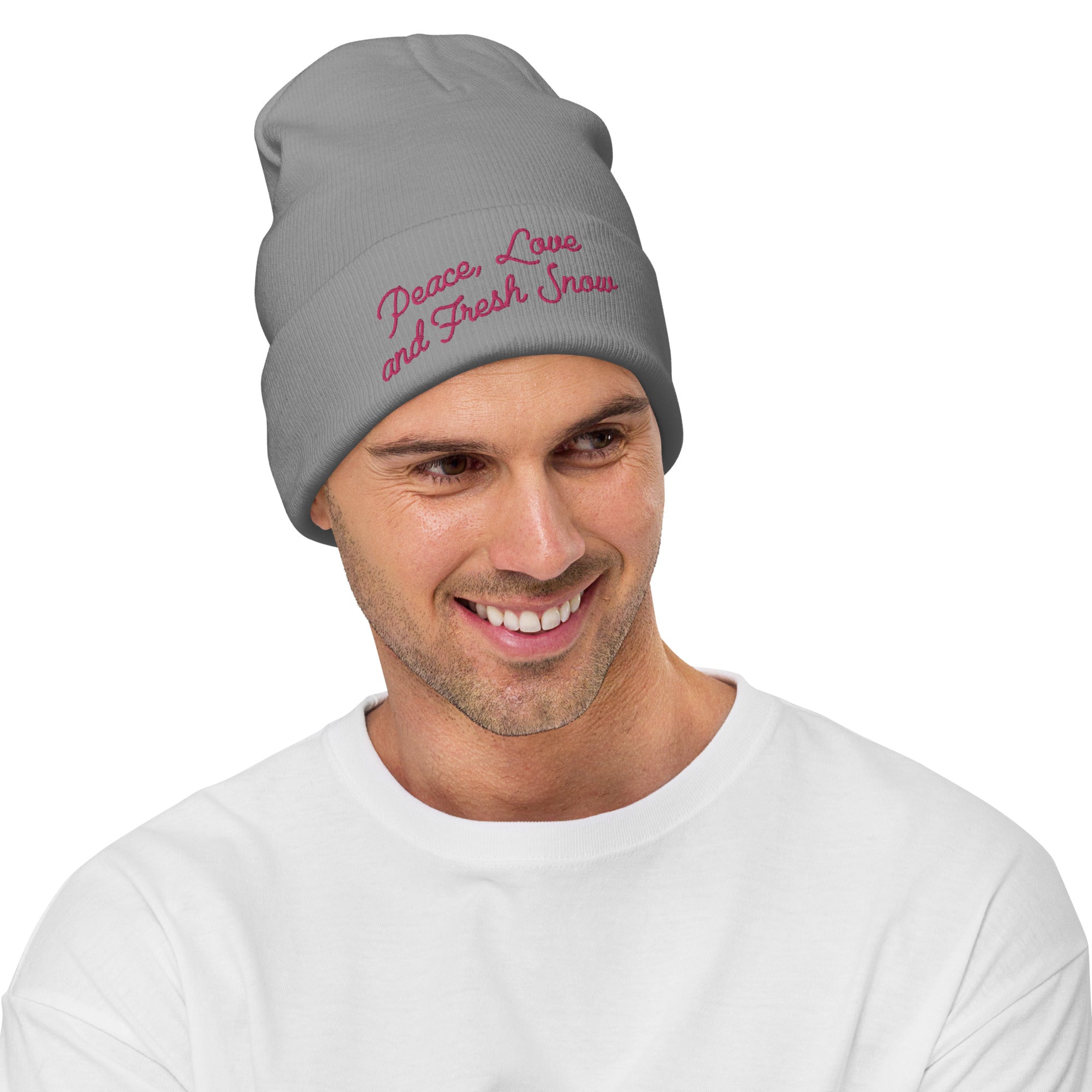 Ribbed beanie Peace, Love and Fresh Snow Flamingo