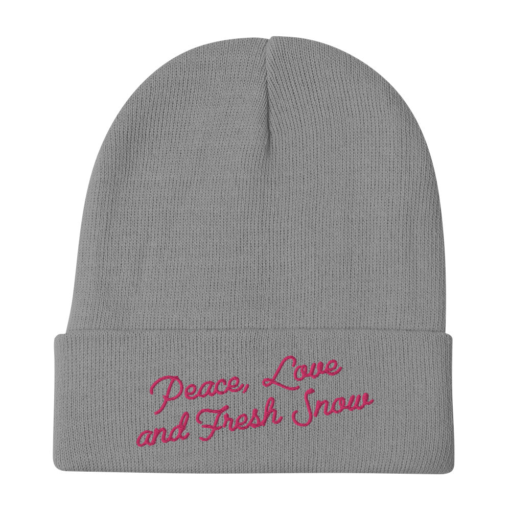 Ribbed beanie Peace, Love and Fresh Snow Flamingo
