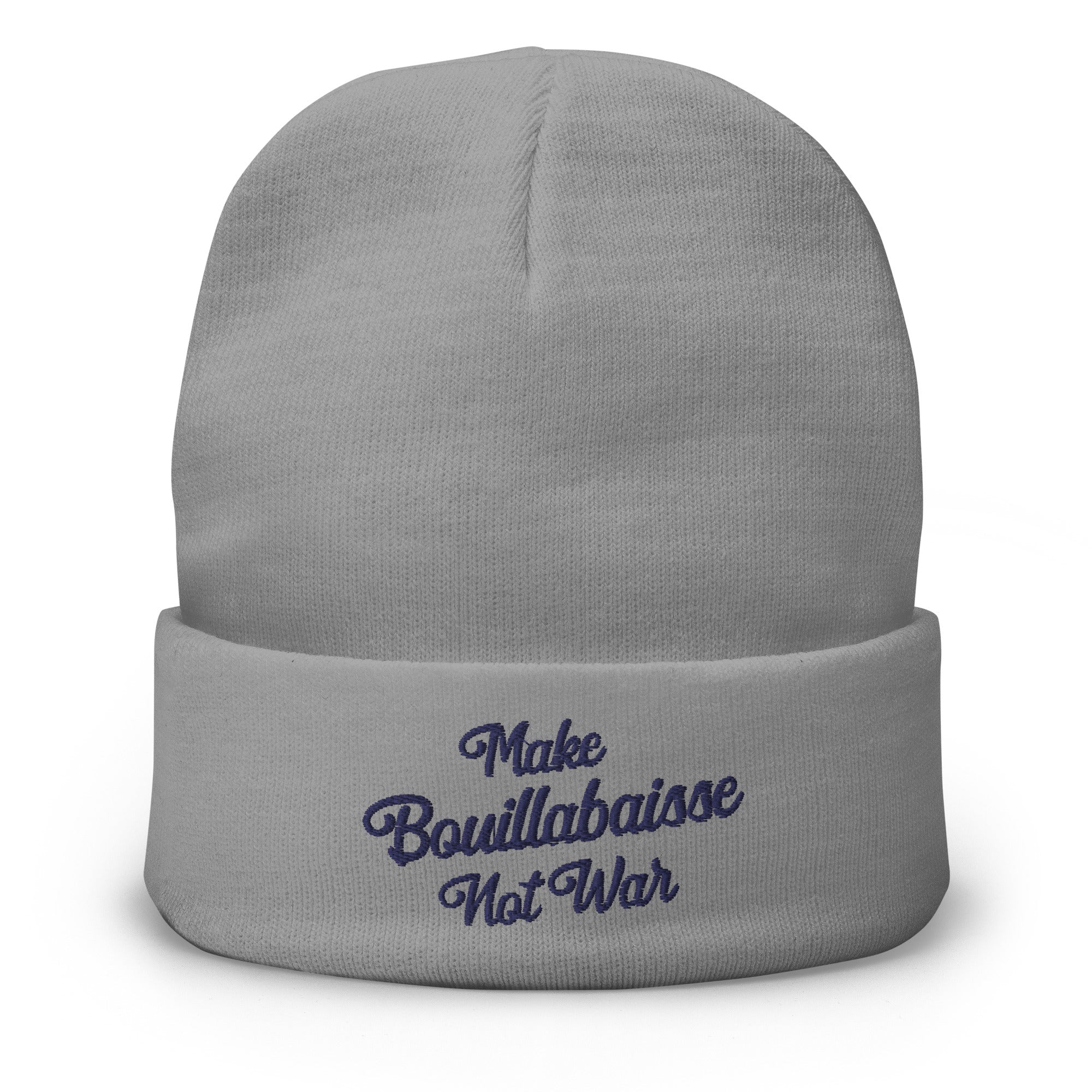 Ribbed beanie Make Bouillabaisse Not War Navy
