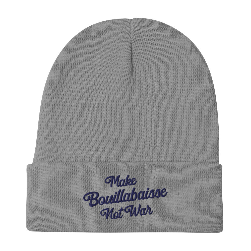 Ribbed beanie Make Bouillabaisse Not War Navy