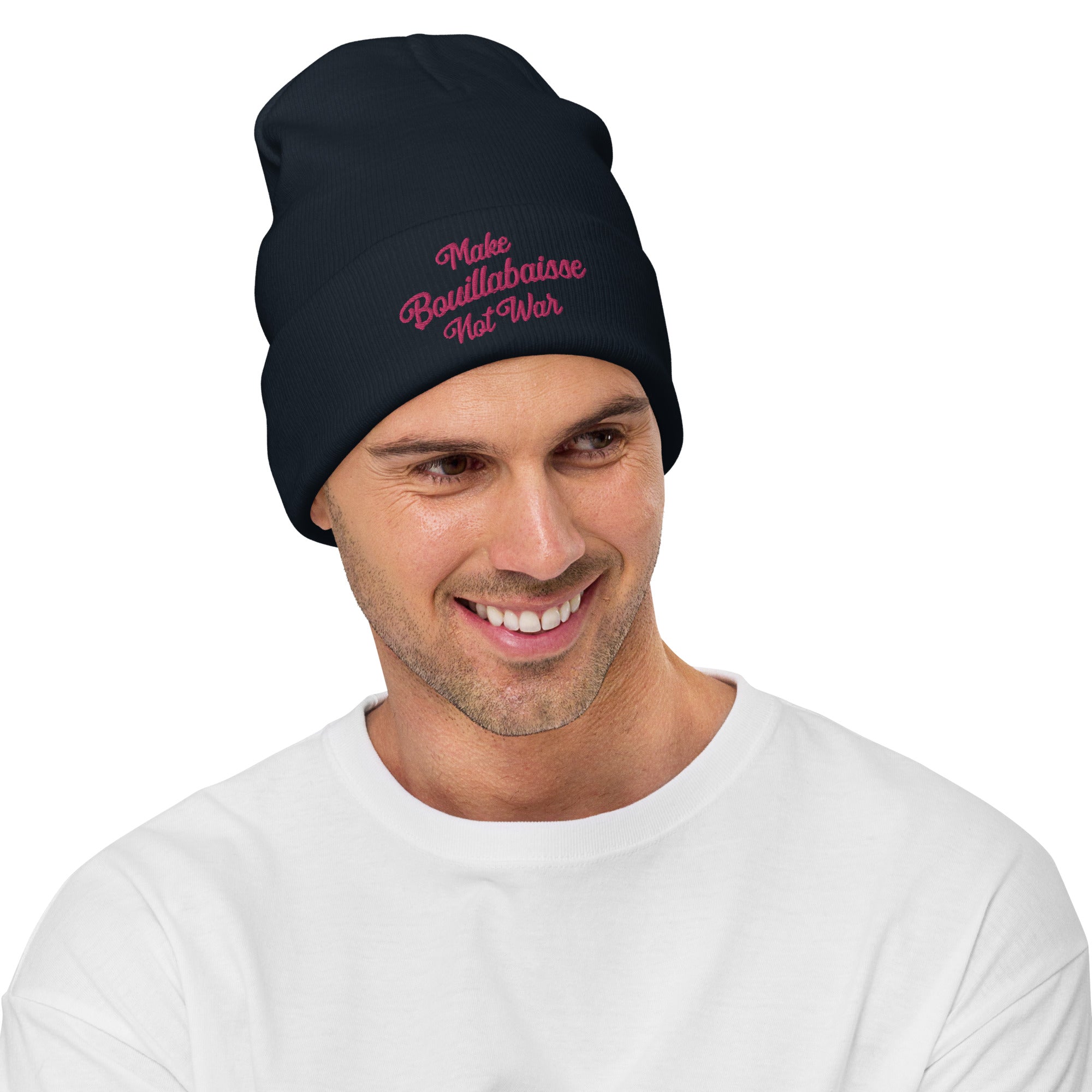 Ribbed beanie Make Bouillabaisse Not War Flamingo