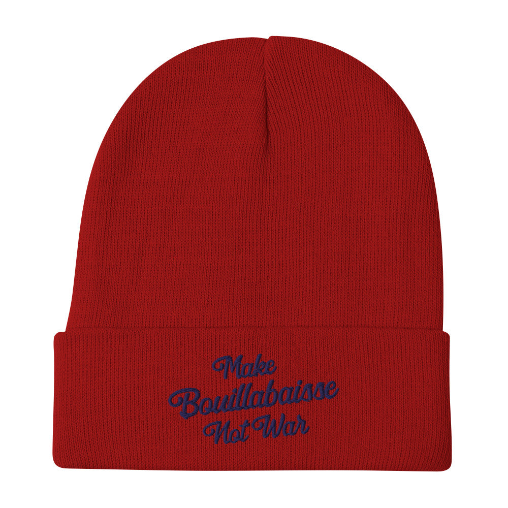 Ribbed beanie Make Bouillabaisse Not War Navy