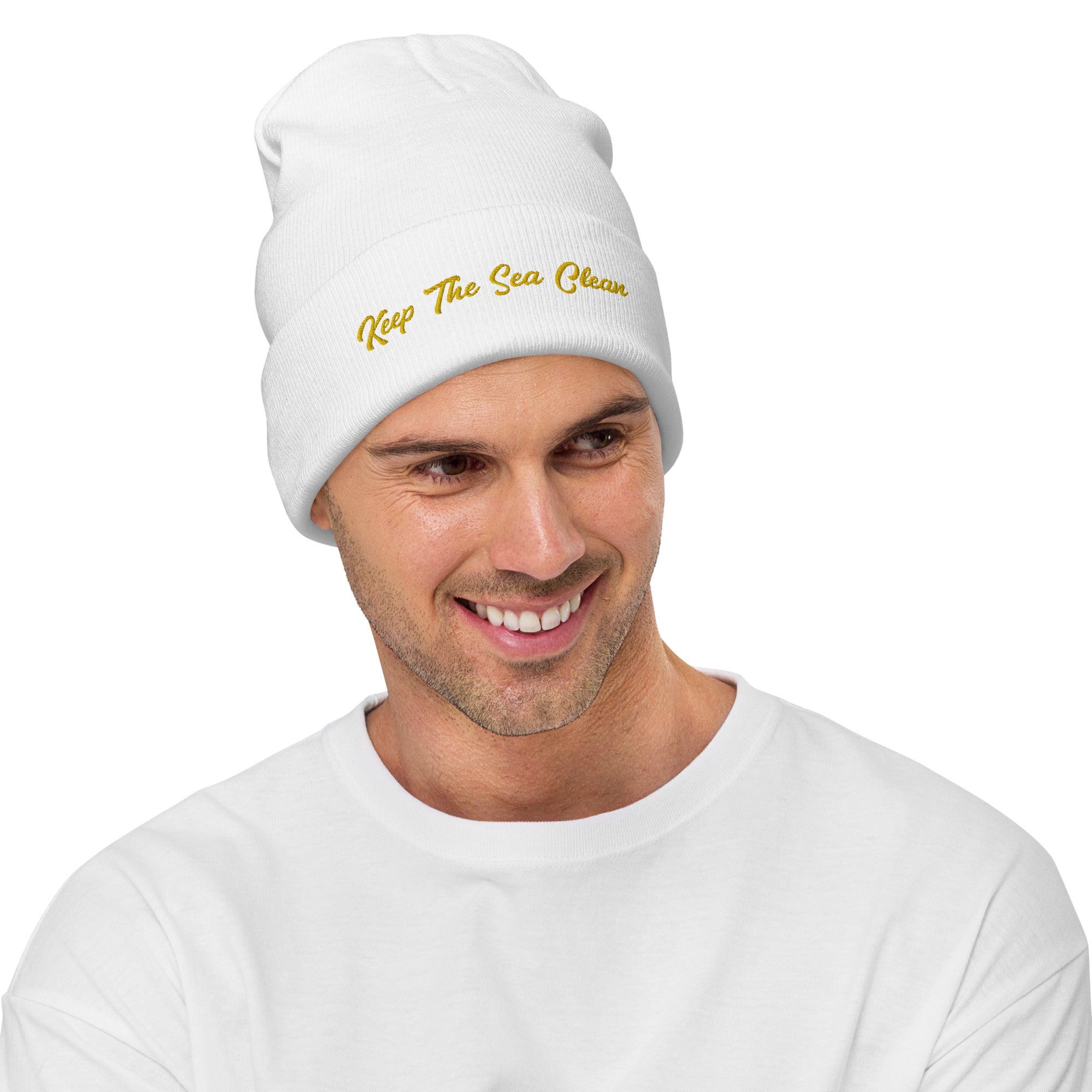 Ribbed beanie Keep The Sea Clean gold
