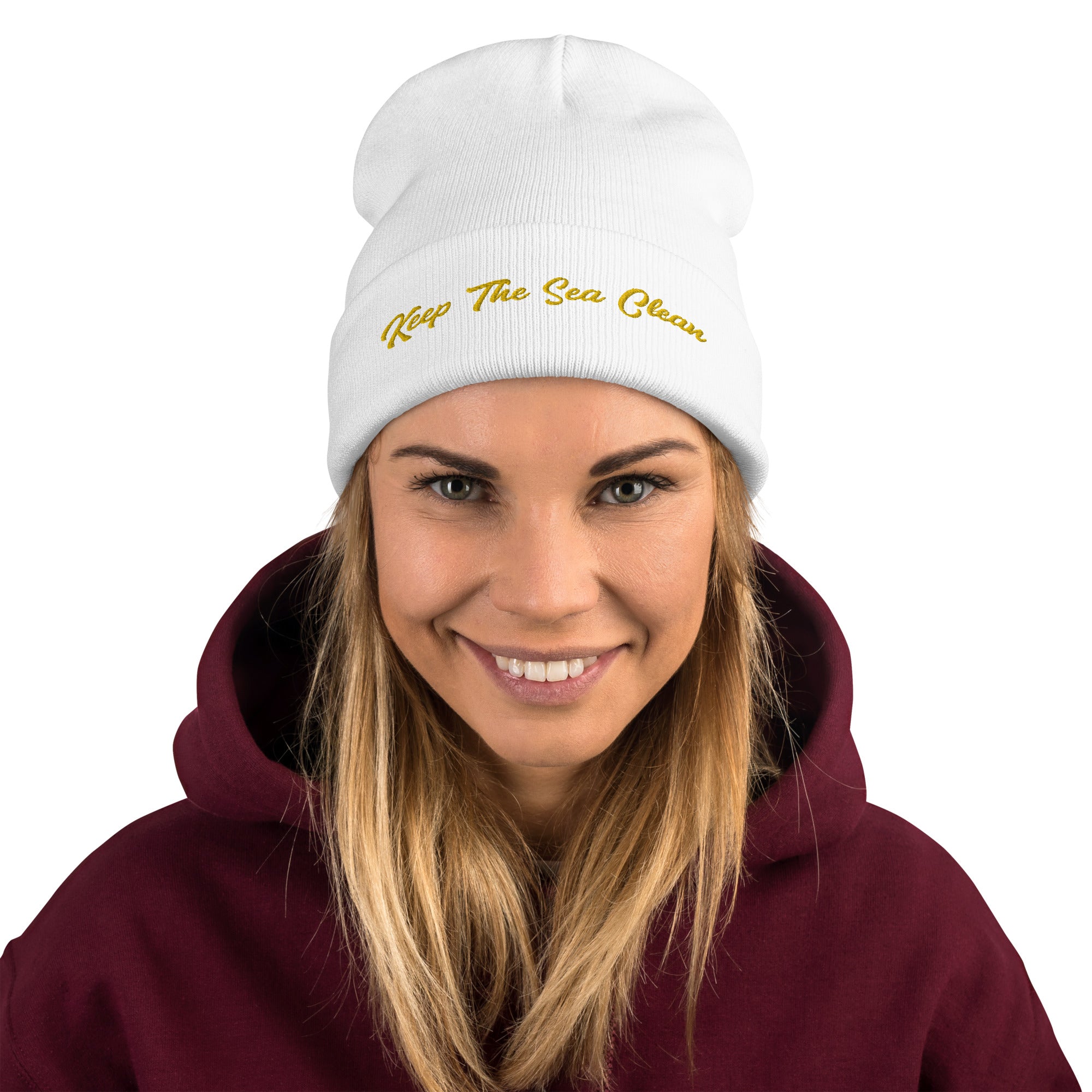 Ribbed beanie Keep The Sea Clean gold