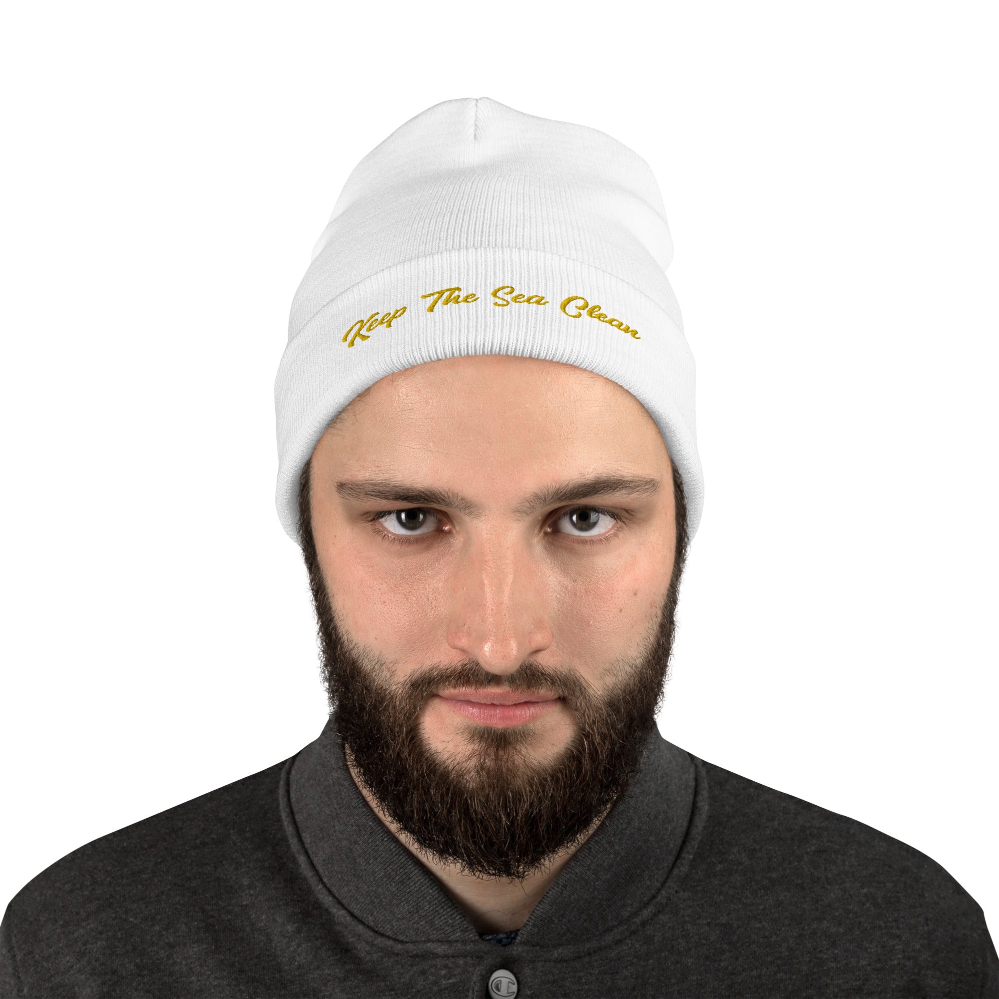 Ribbed beanie Keep The Sea Clean gold