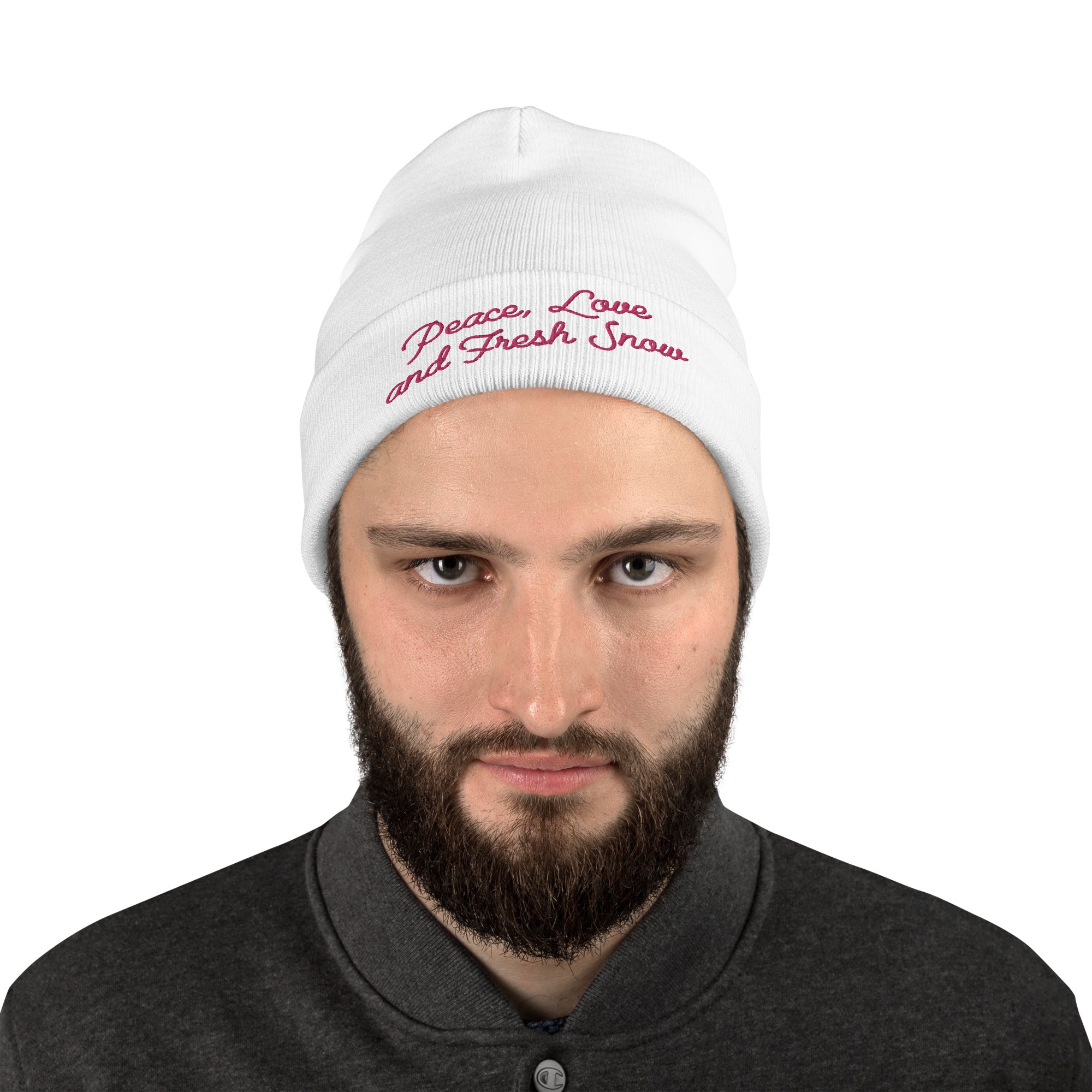 Ribbed beanie Peace, Love and Fresh Snow Flamingo