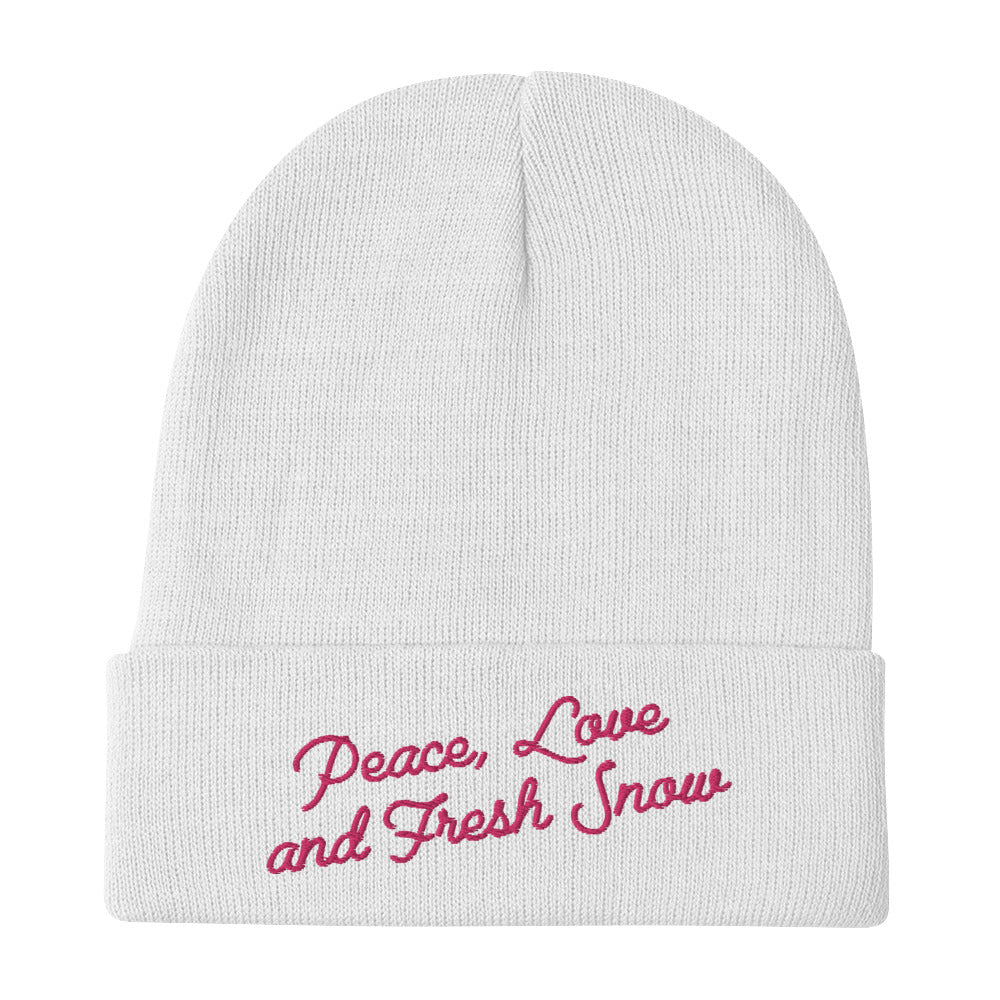Ribbed beanie Peace, Love and Fresh Snow Flamingo