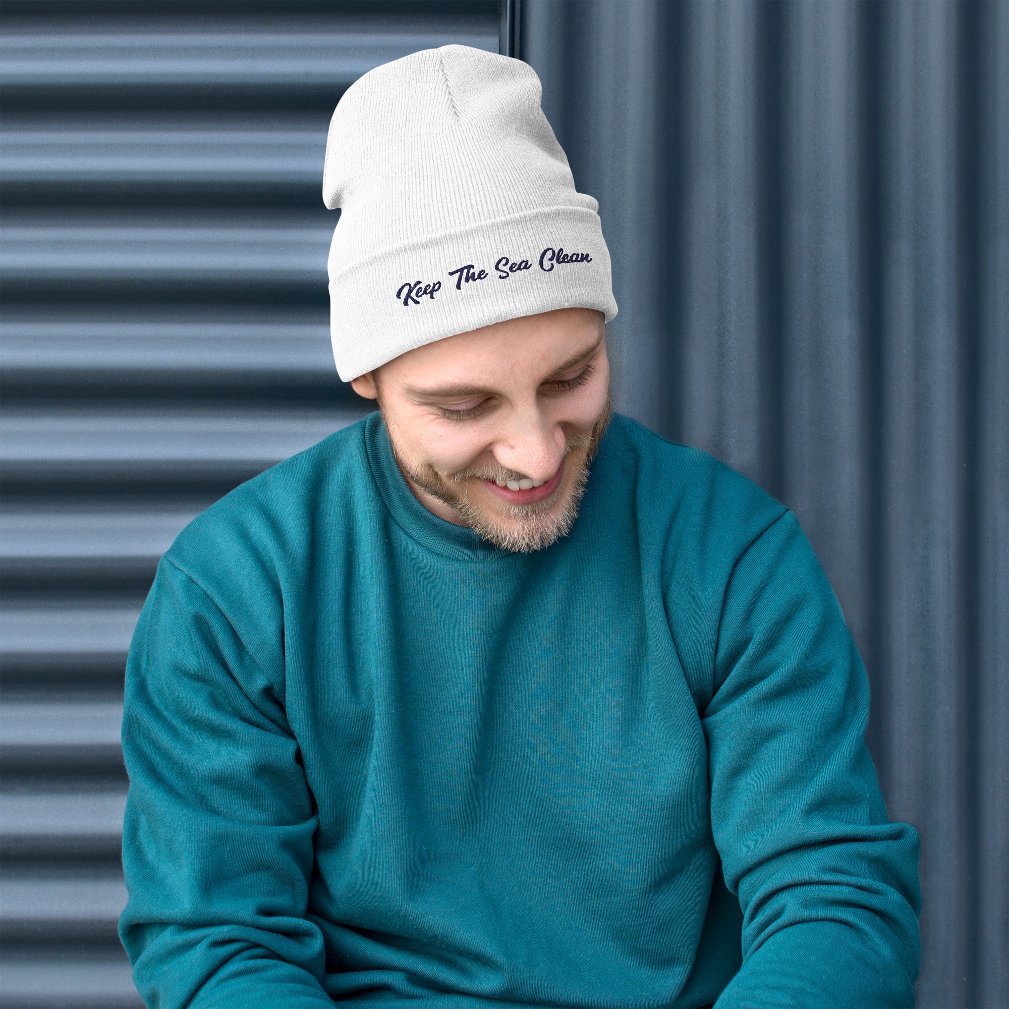 Ribbed beanie Keep The Sea Clean Navy