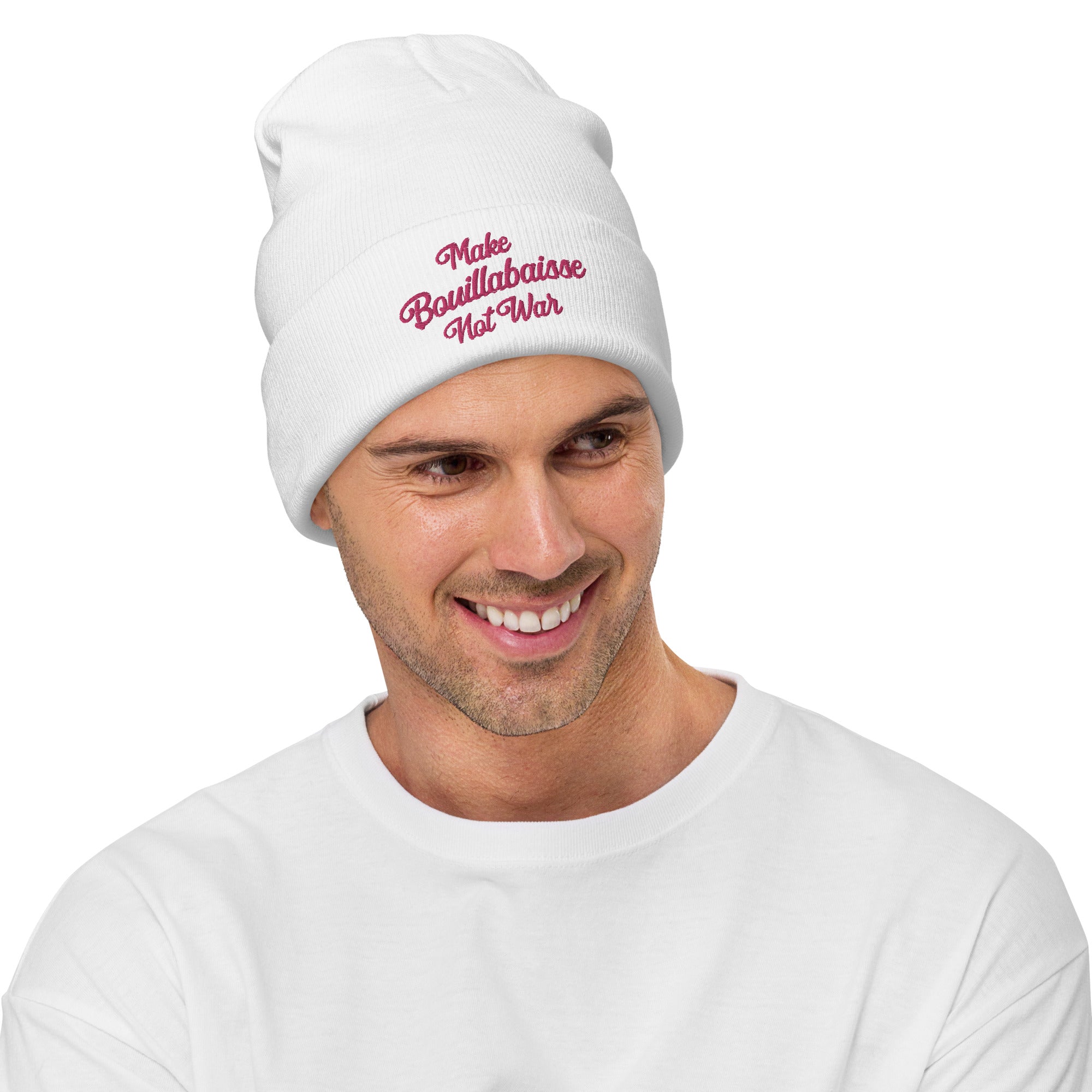 Ribbed beanie Make Bouillabaisse Not War Flamingo