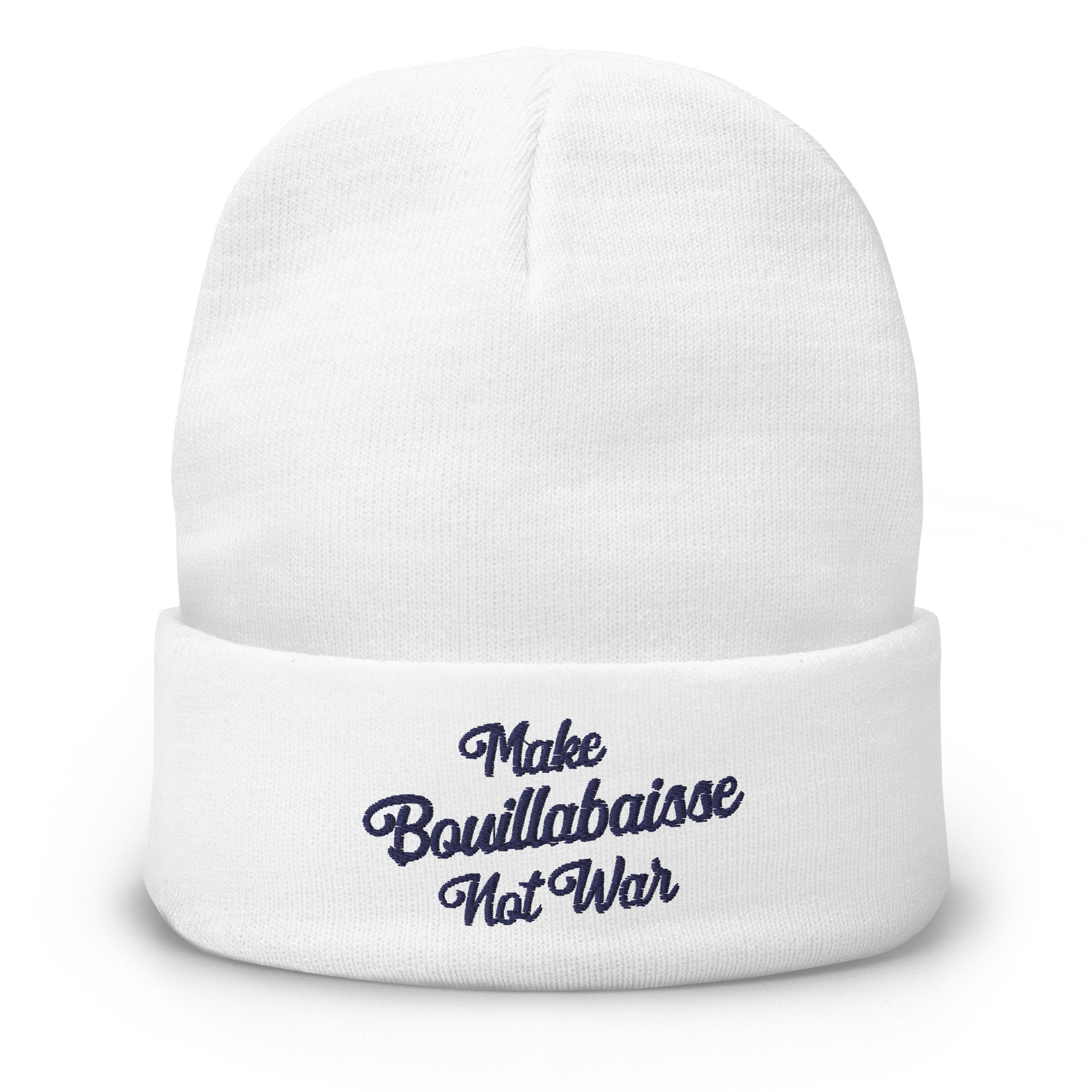 Ribbed beanie Make Bouillabaisse Not War Navy