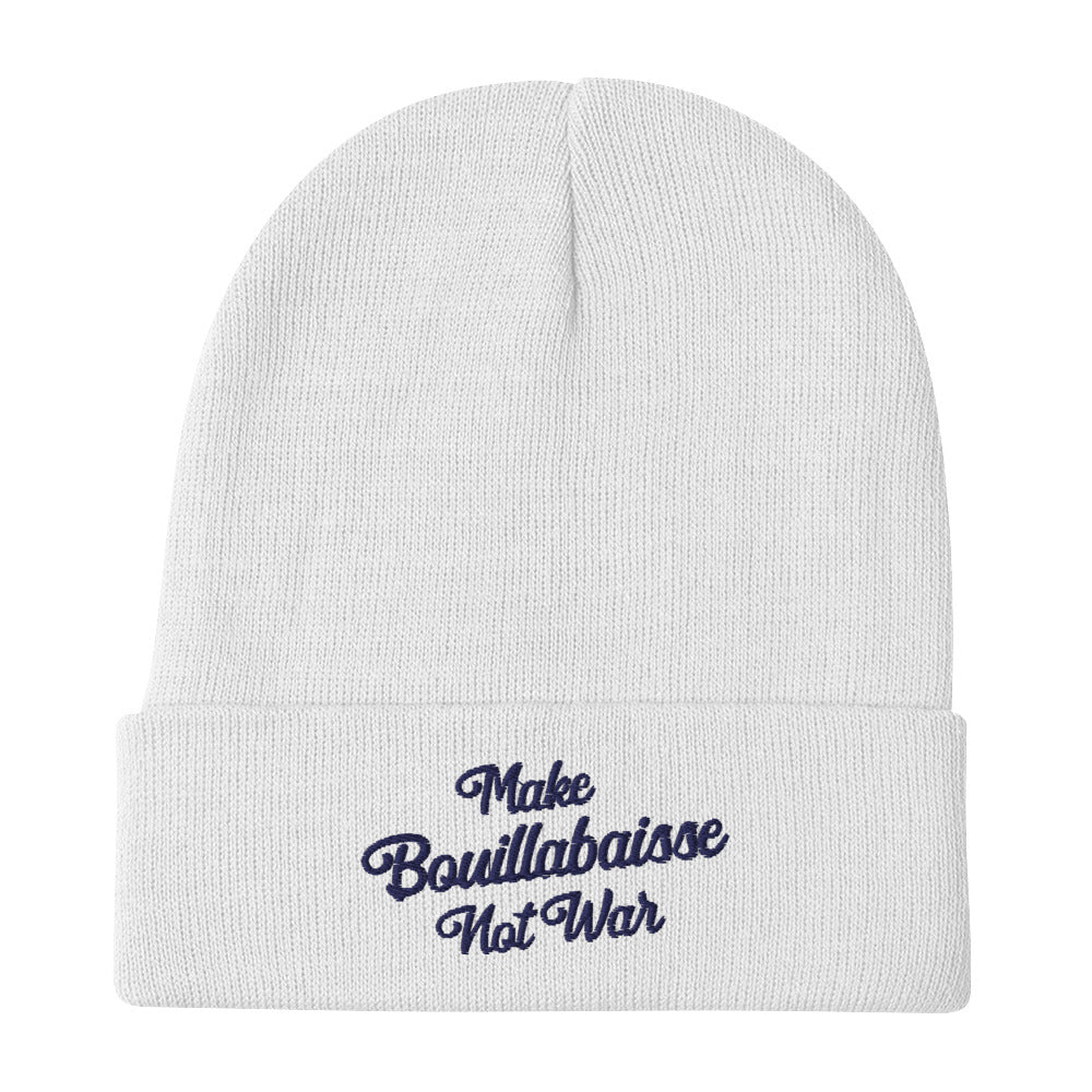 Ribbed beanie Make Bouillabaisse Not War Navy