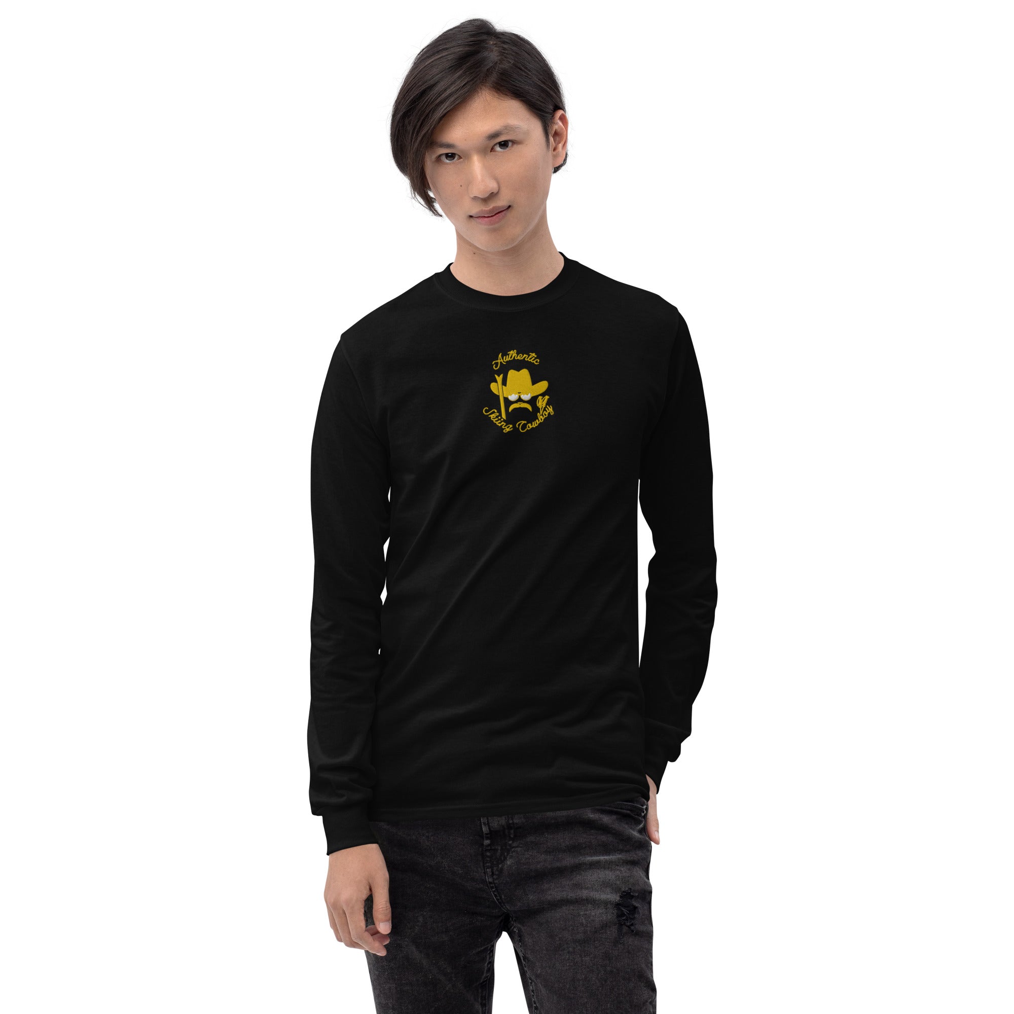 Heavy Blend long-sleeved t-shirt Authentic Skiing Cowboy embroidered