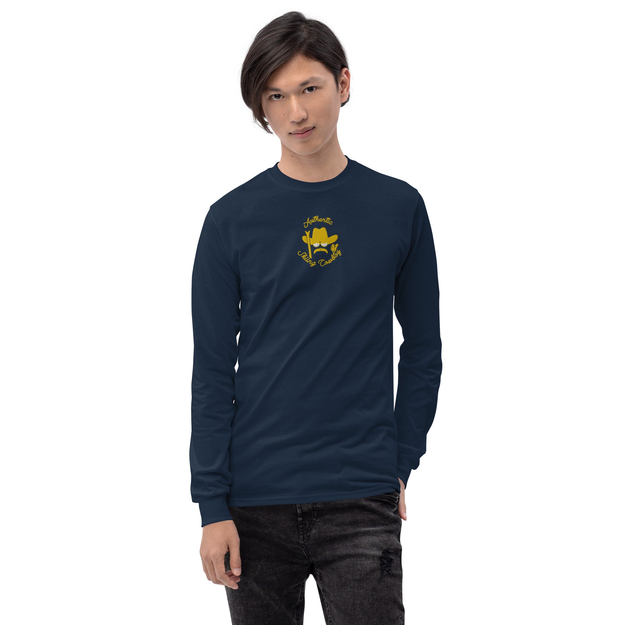 Heavy Blend long-sleeved t-shirt Authentic Skiing Cowboy embroidered