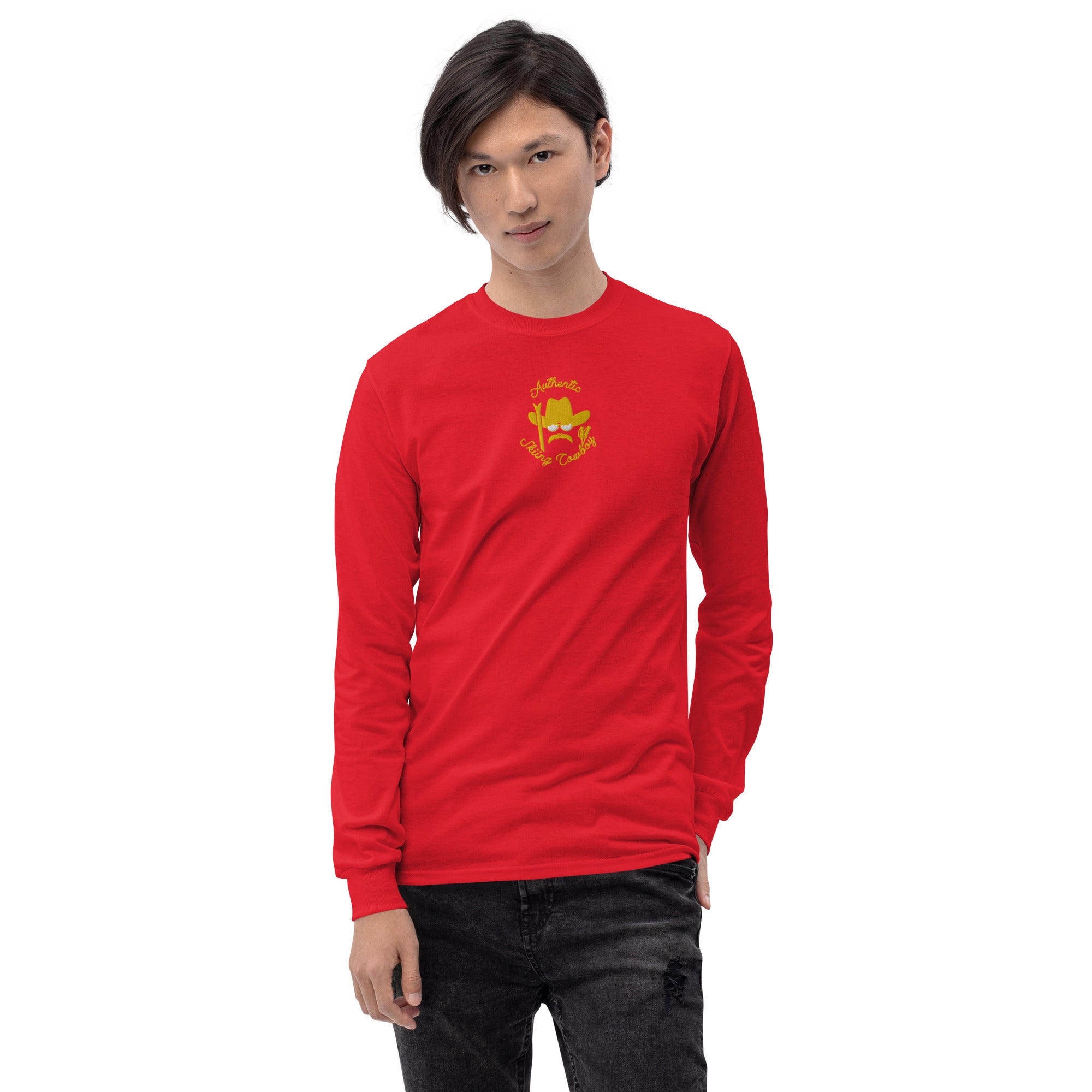 Heavy Blend long-sleeved t-shirt Authentic Skiing Cowboy embroidered