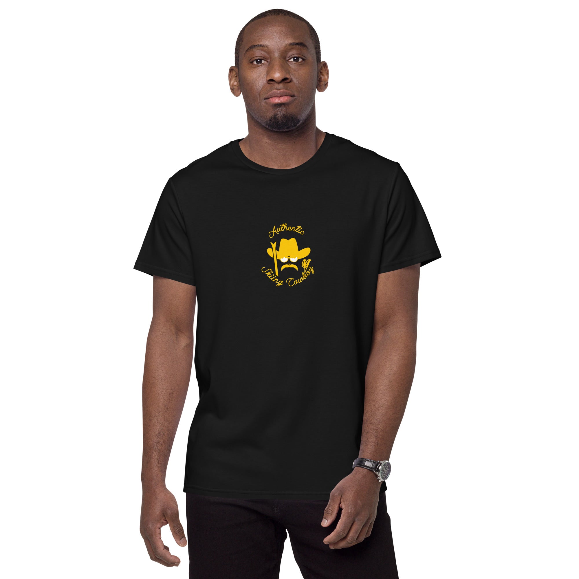 Men's premium cotton t-shirt Authentic Skiing Cowboy Gold
