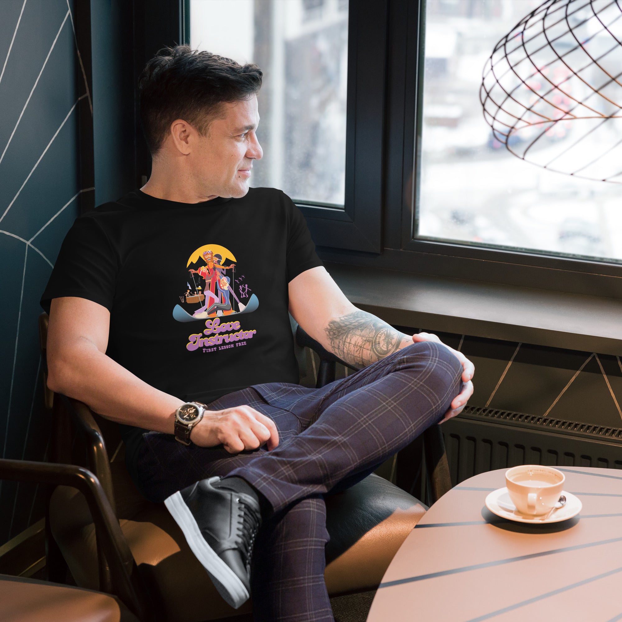 T-shirt premium en coton homme Love Instructor First Lesson free