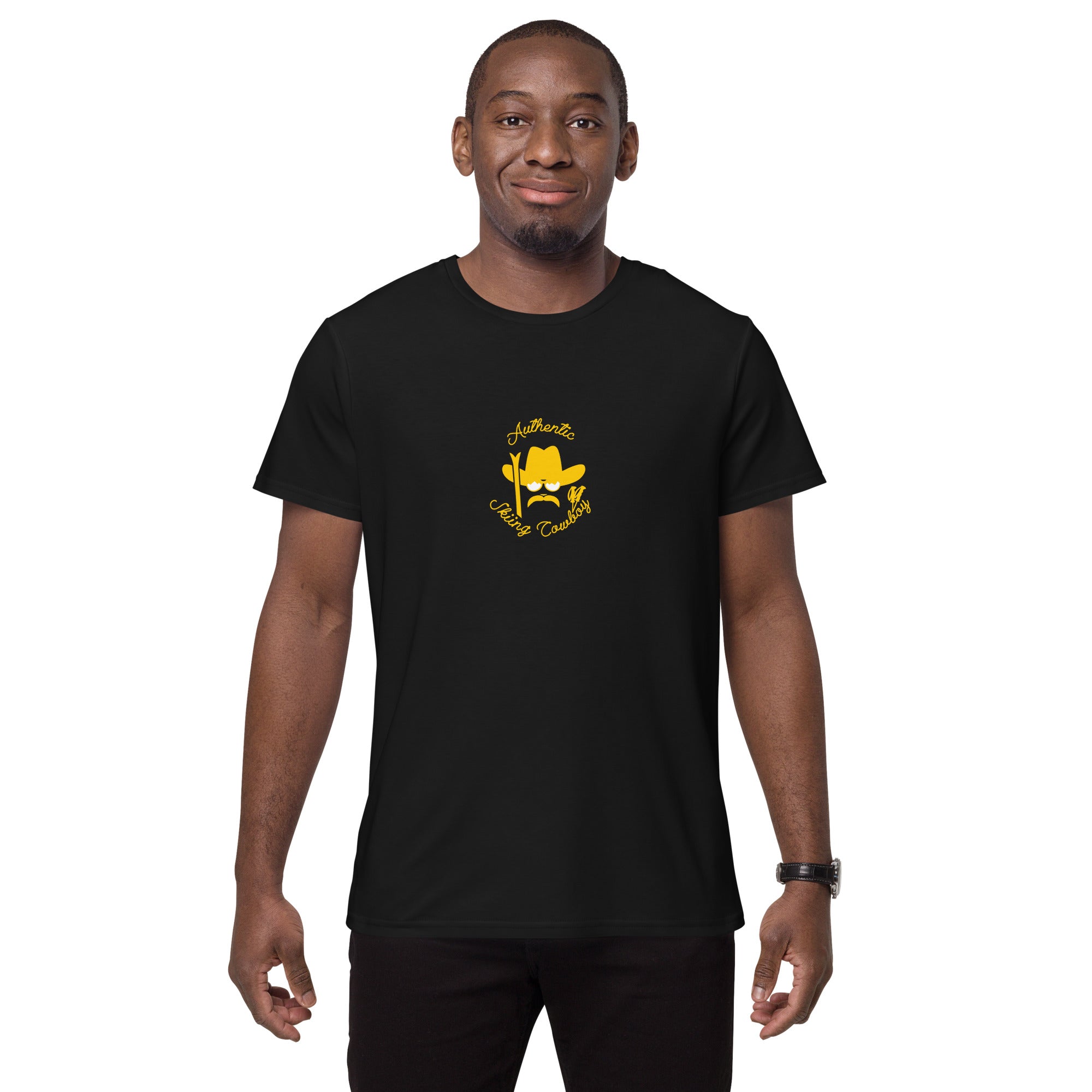 Men's premium cotton t-shirt Authentic Skiing Cowboy Gold
