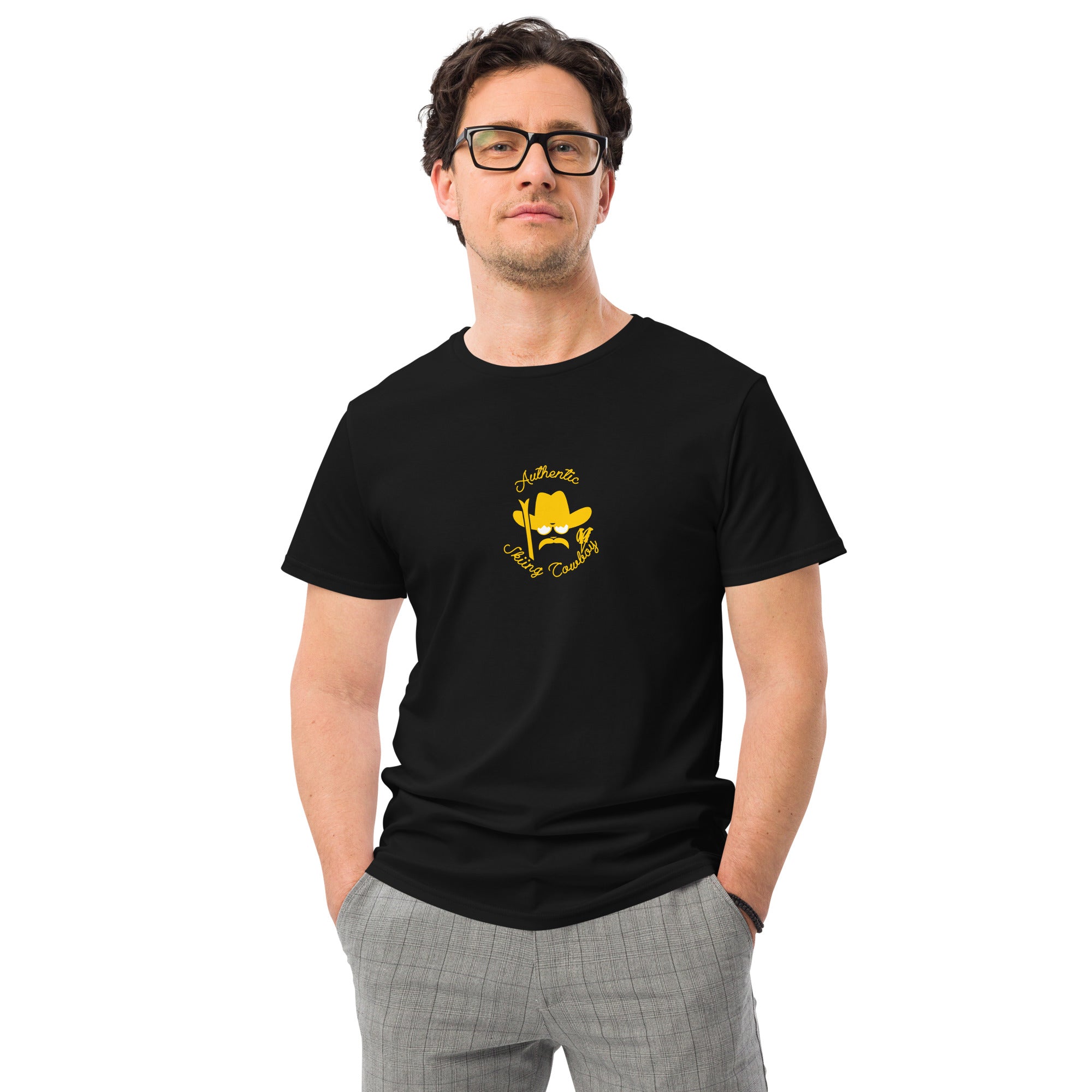 Men's premium cotton t-shirt Authentic Skiing Cowboy Gold