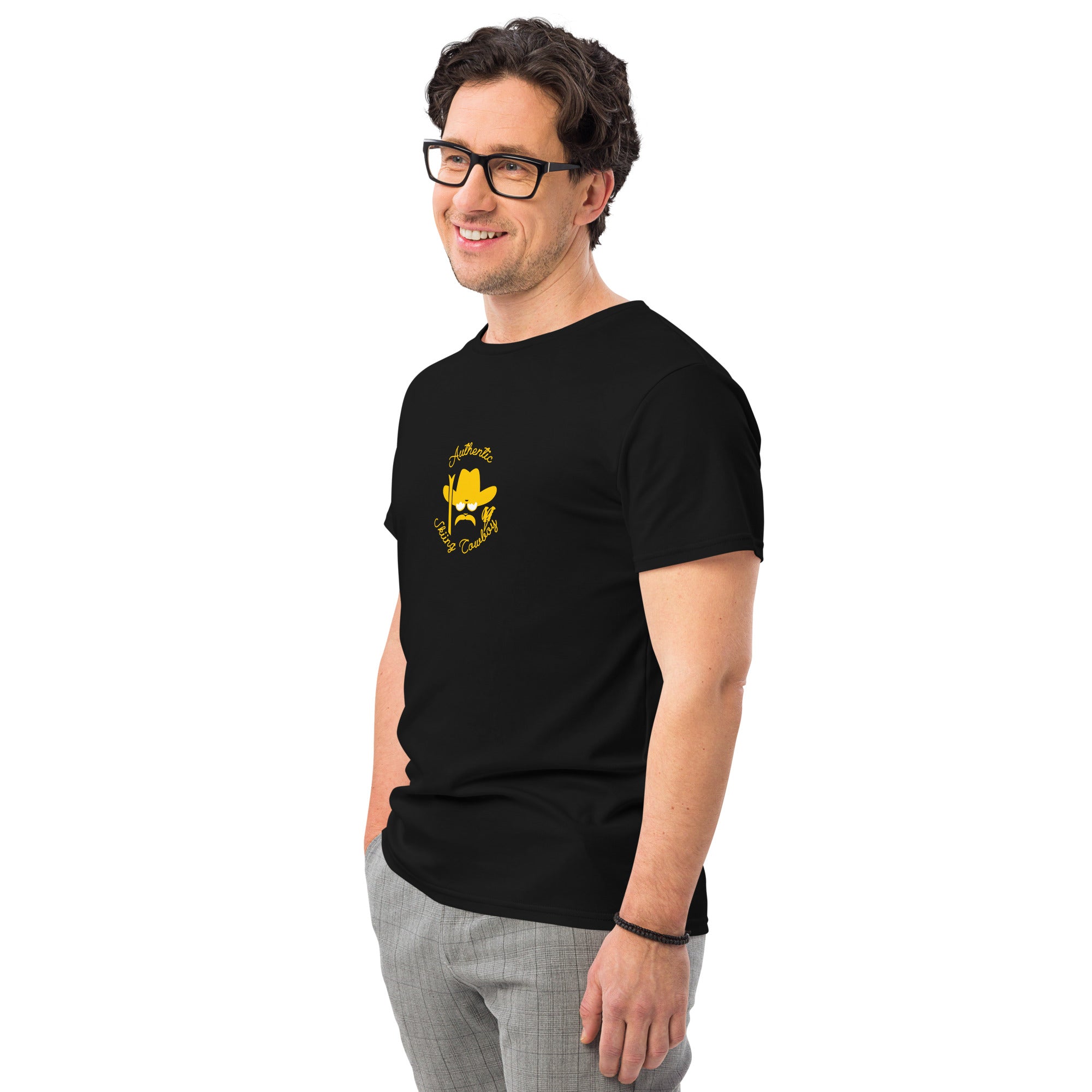 Men's premium cotton t-shirt Authentic Skiing Cowboy Gold