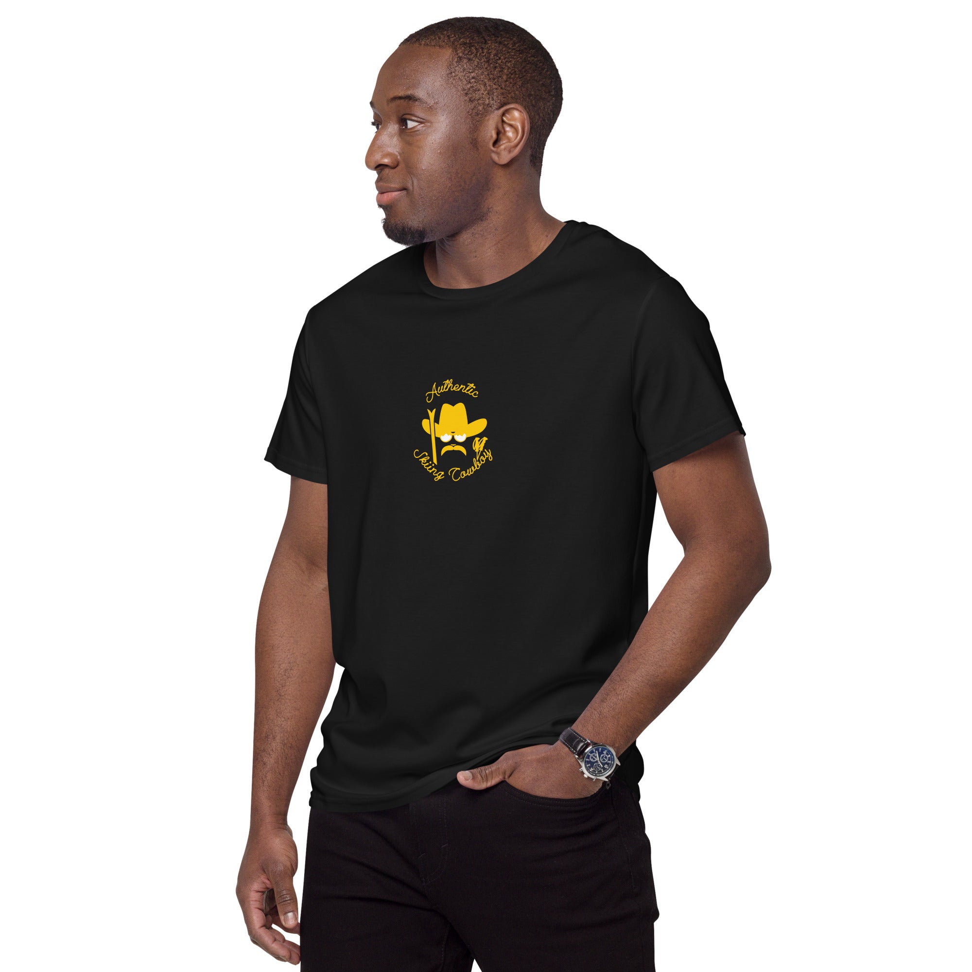 Men's premium cotton t-shirt Authentic Skiing Cowboy Gold