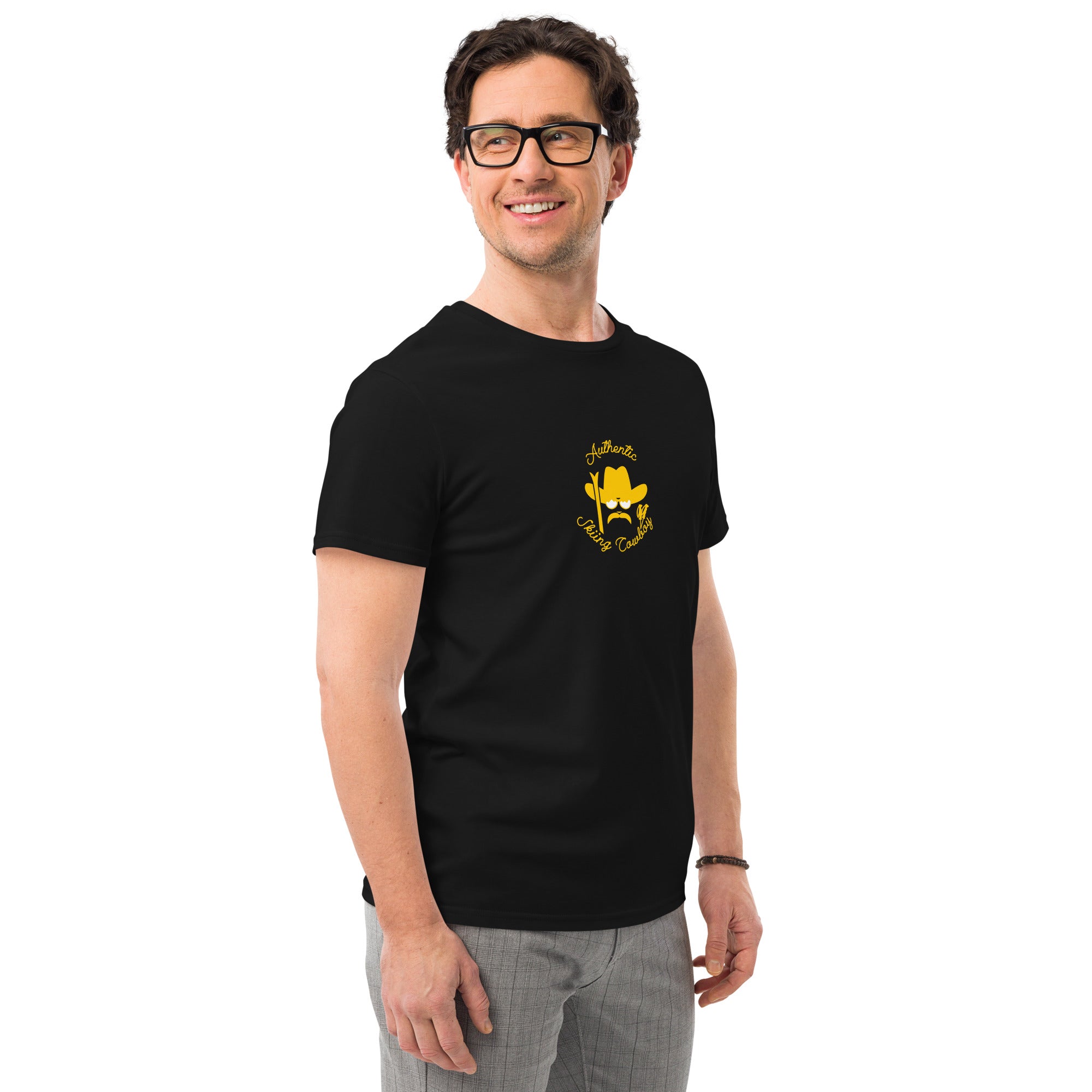 Men's premium cotton t-shirt Authentic Skiing Cowboy Gold